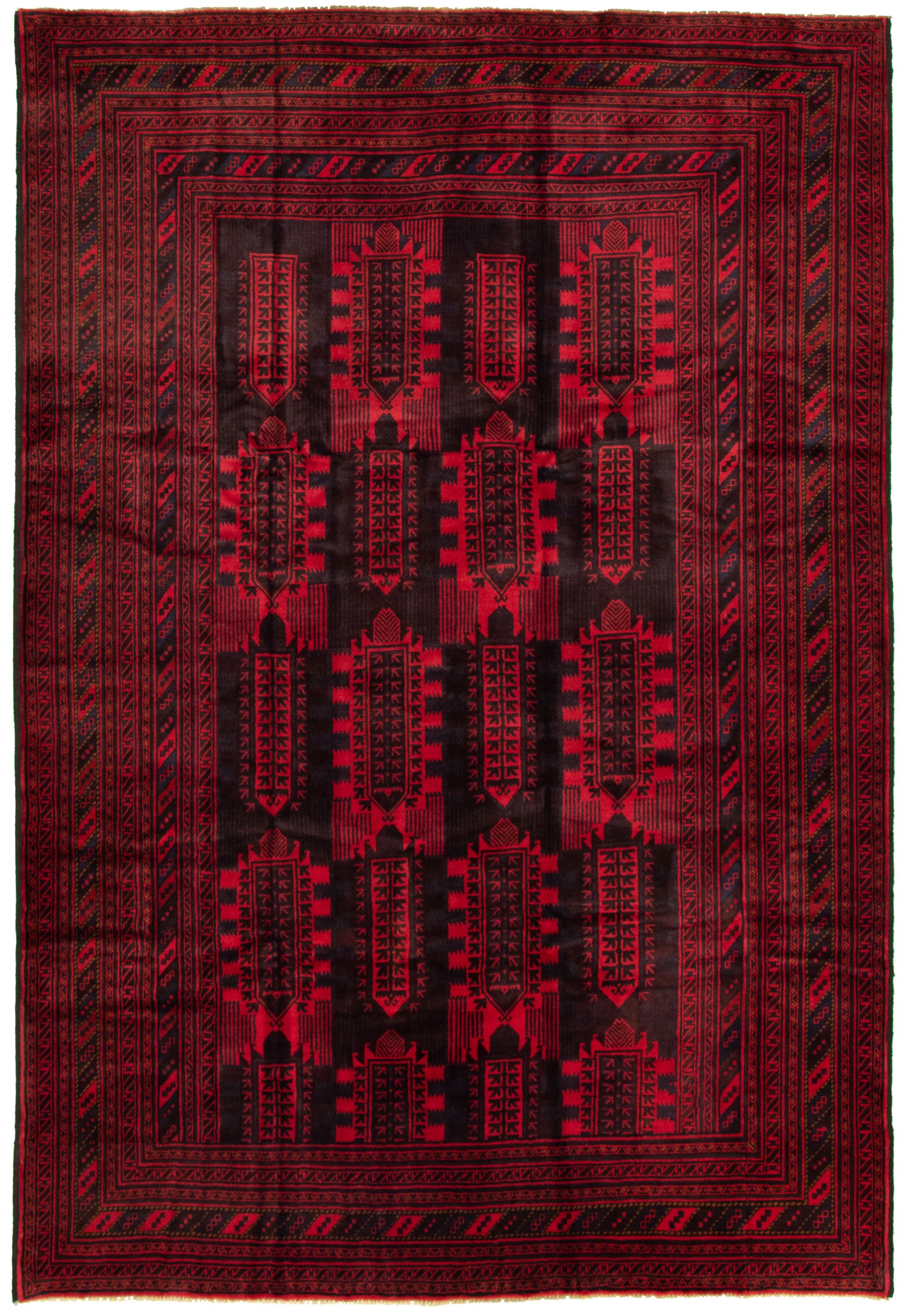 Hand-knotted Teimani Red Wool Rug 7'0" x 10'3" Size: 7'0" x 10'3"  