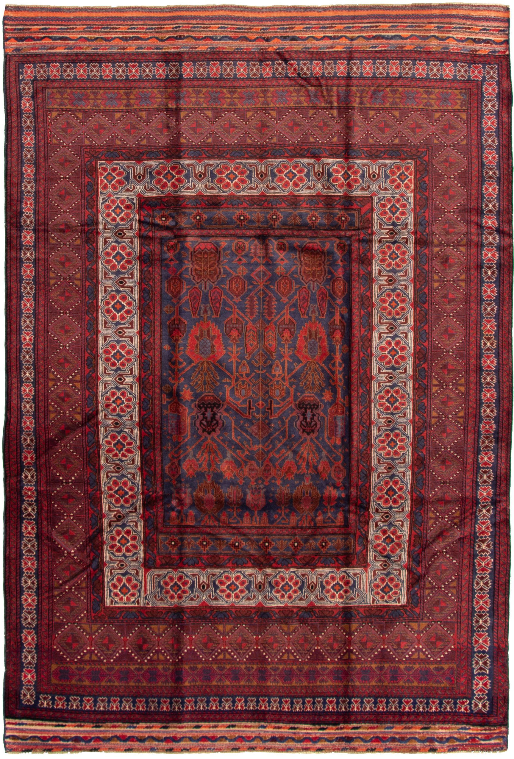 Hand-knotted Rizbaft Dark Red Wool Rug 6'9" x 9'10" Size: 6'9" x 9'10"  