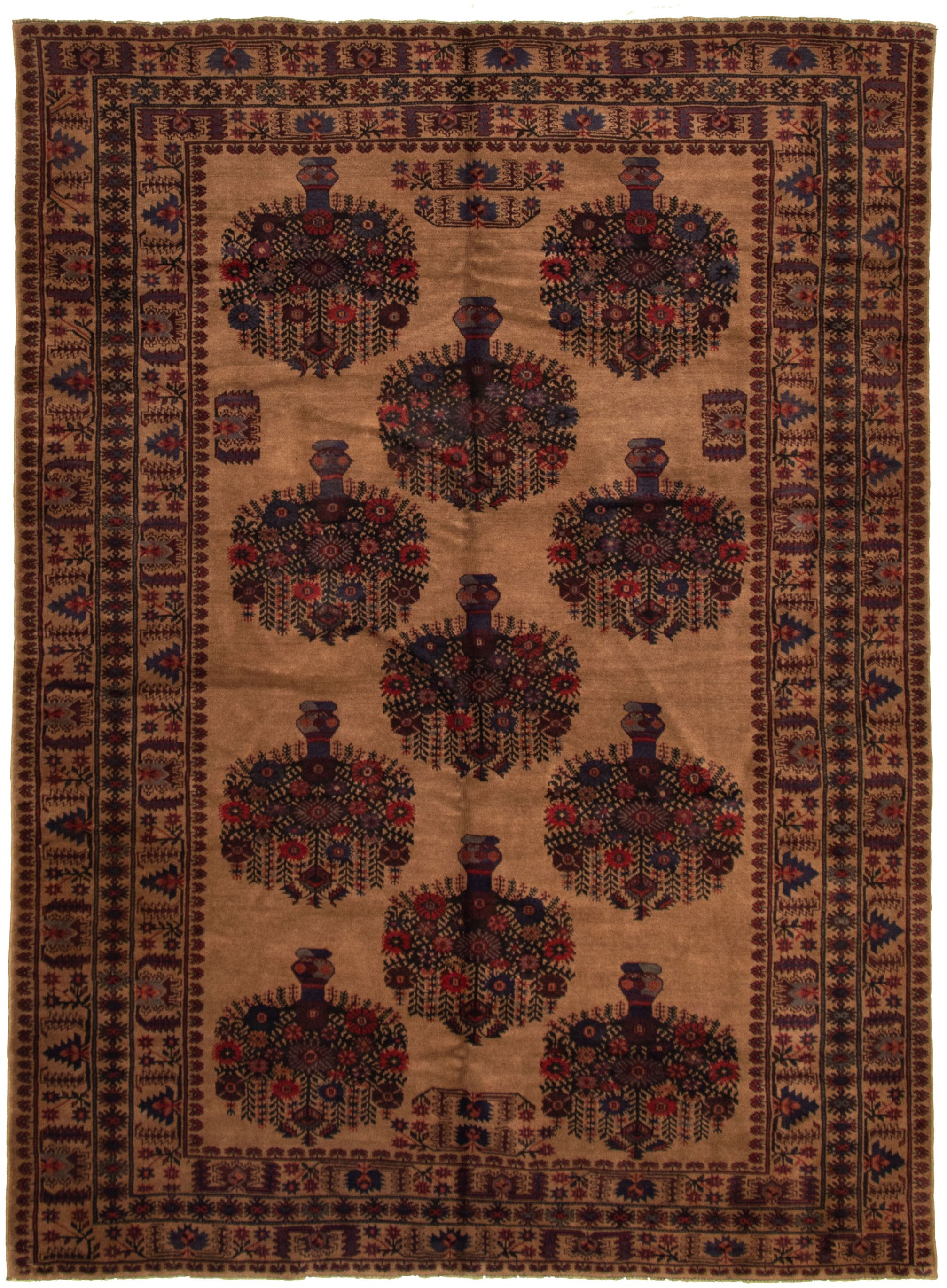 Hand-knotted Rizbaft Tan Wool Rug 6'9" x 9'5" Size: 6'9" x 9'5"  