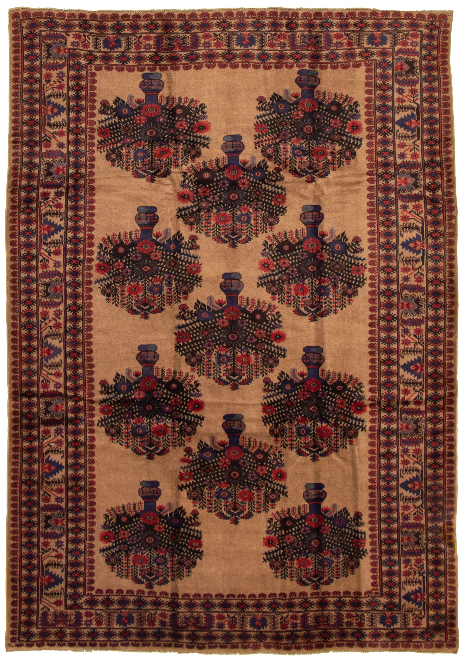Hand-knotted Rizbaft Tan Wool Rug 6'8" x 9'8" Size: 6'8" x 9'8"  