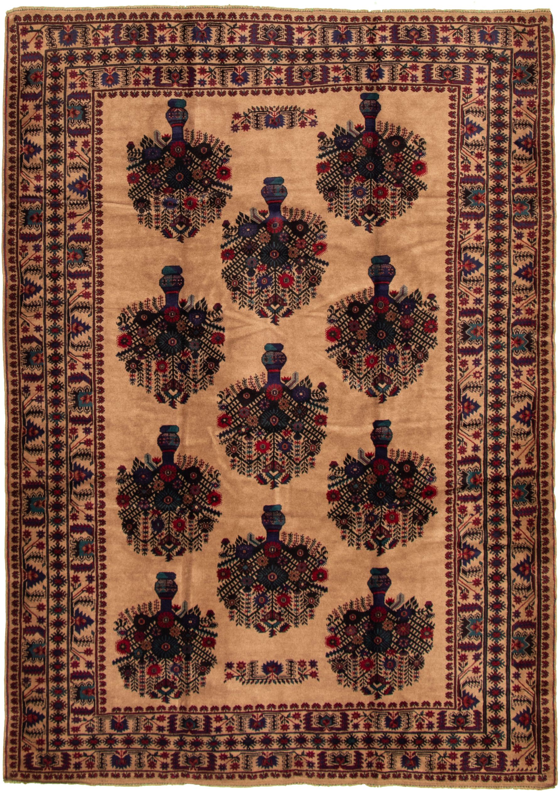 Hand-knotted Rizbaft Tan Wool Rug 6'5" x 9'4" Size: 6'5" x 9'4"  