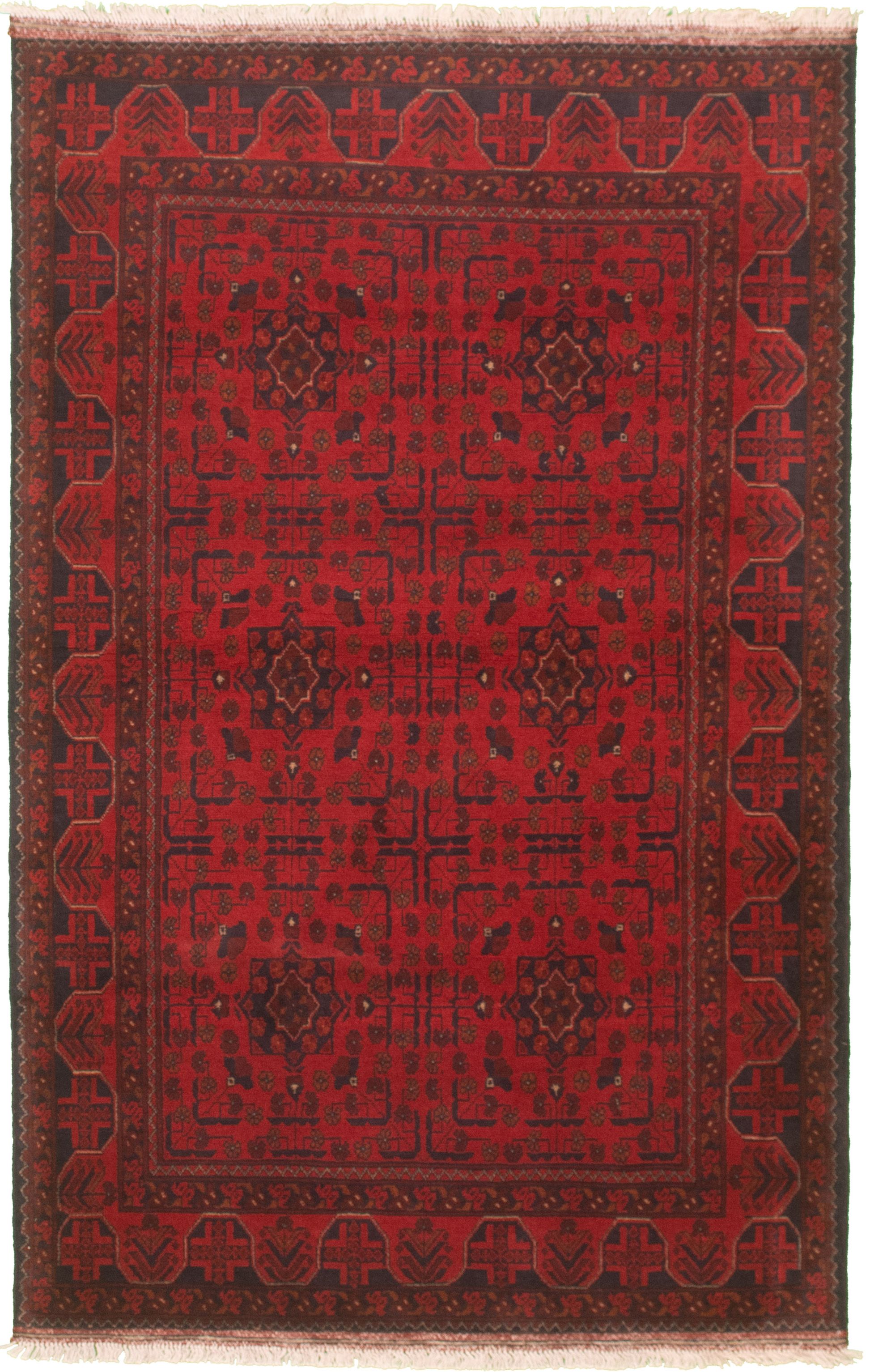 Hand-knotted Finest Khal Mohammadi Red Wool Rug 4'2" x 6'6" (15) Size: 4'2" x 6'6"  