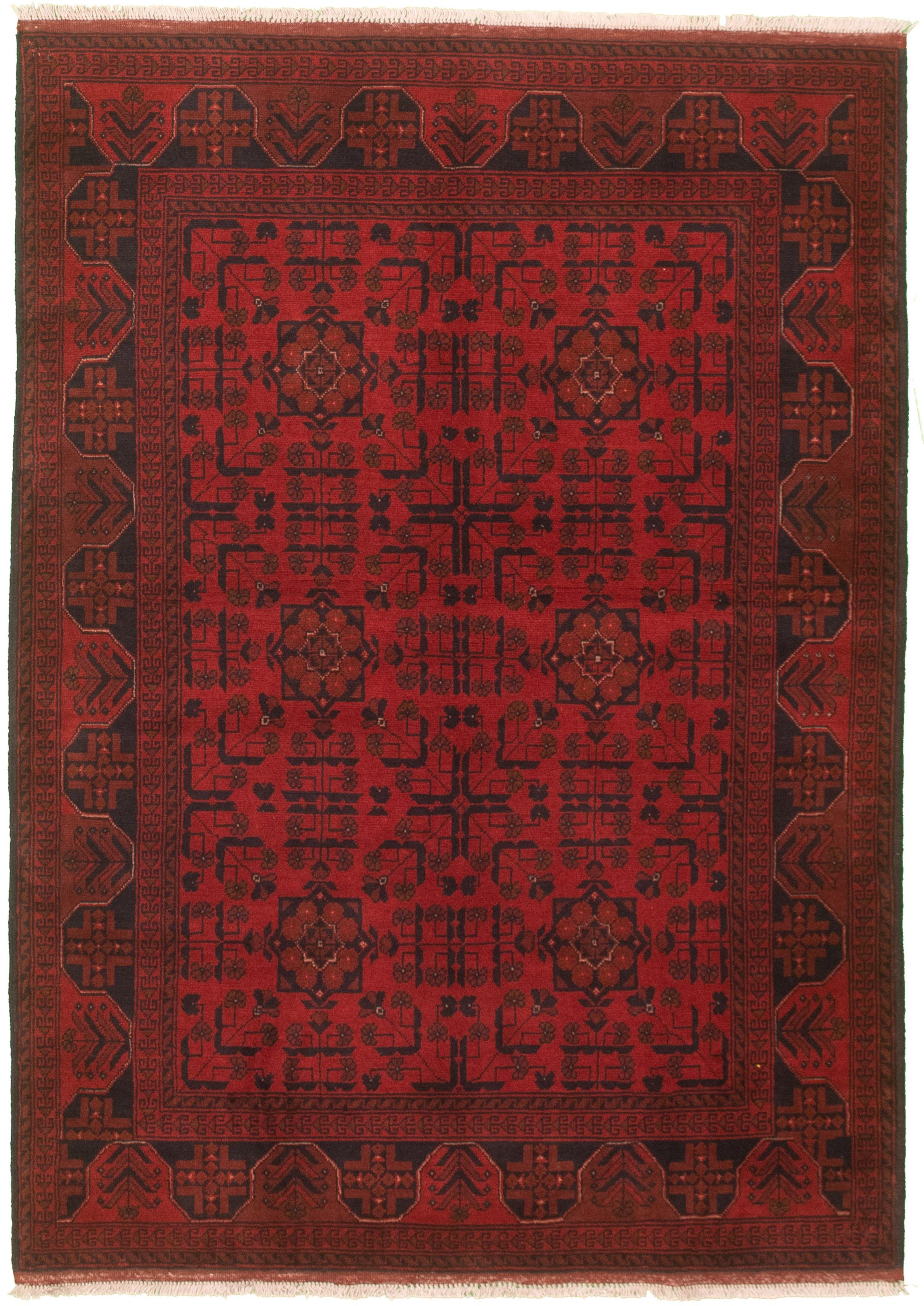 Hand-knotted Finest Khal Mohammadi Red Wool Rug 4'3" x 6'2"  Size: 4'3" x 6'2"  