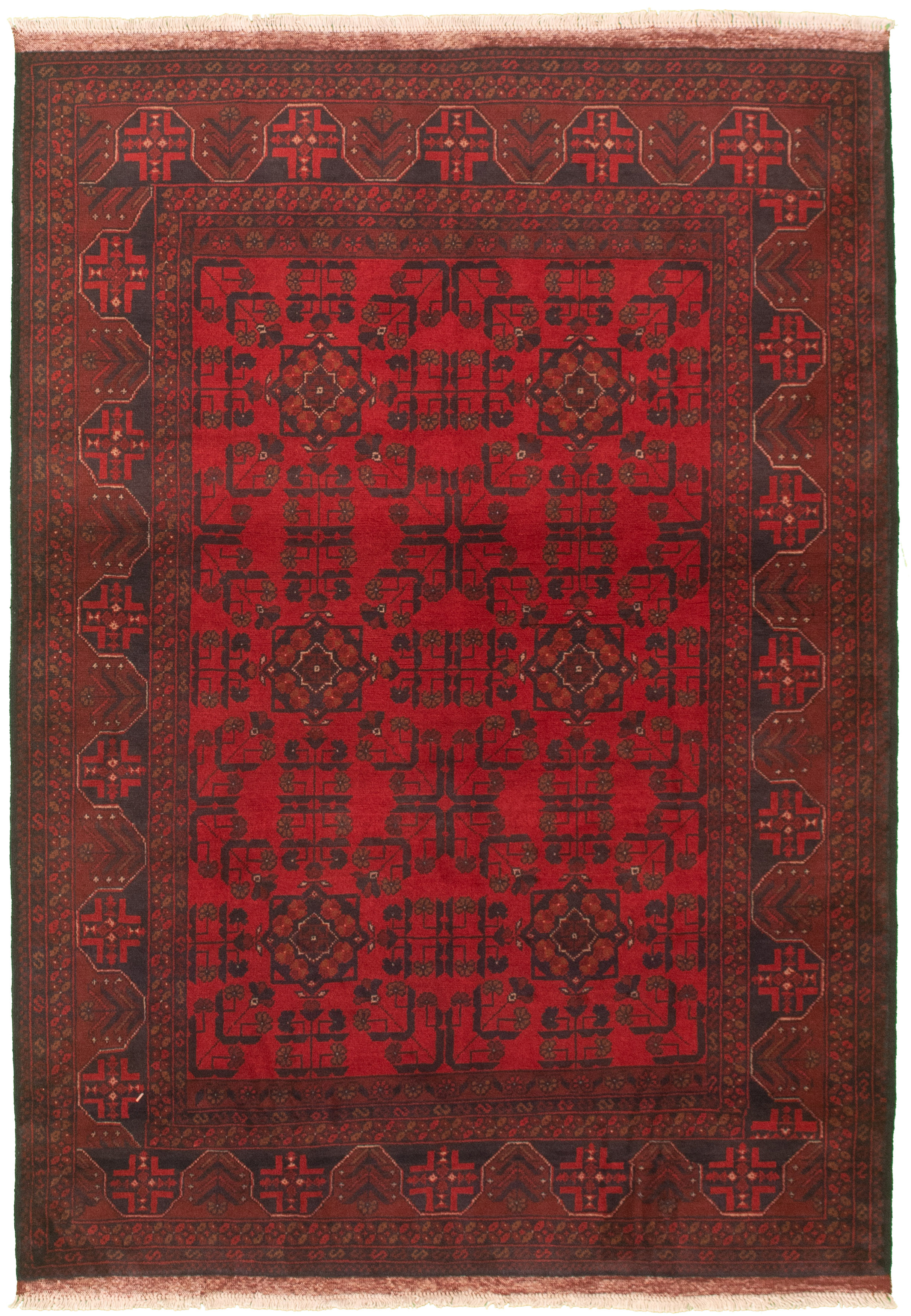 Hand-knotted Finest Khal Mohammadi Red Wool Rug 4'4" x 6'2" Size: 4'4" x 6'2"  