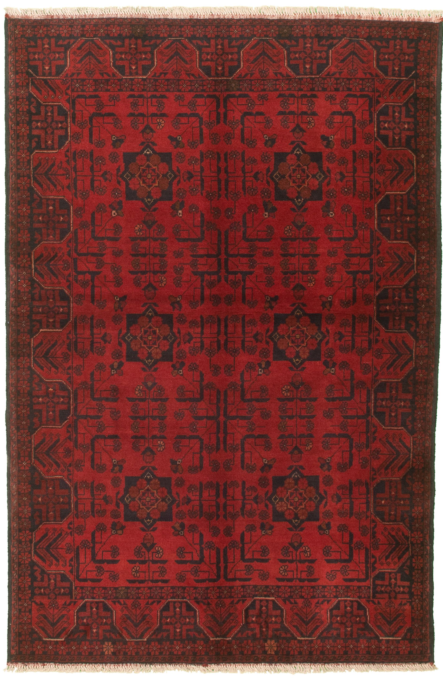 Hand-knotted Finest Khal Mohammadi Red Wool Rug 4'2" x 6'4" (17) Size: 4'2" x 6'4"  