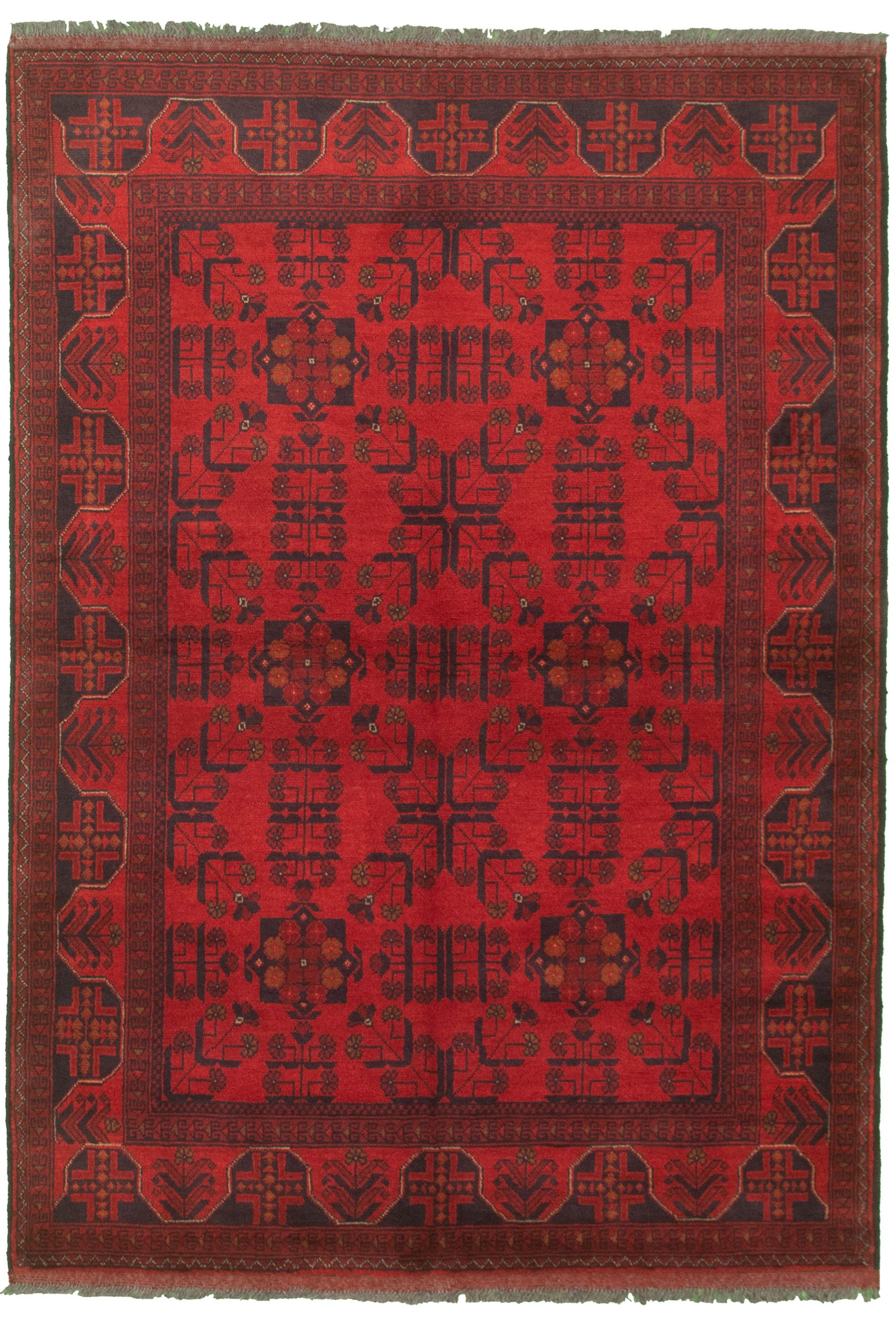 Hand-knotted Finest Khal Mohammadi Red Wool Rug 4'3" x 5'5" Size: 4'3" x 5'5"  