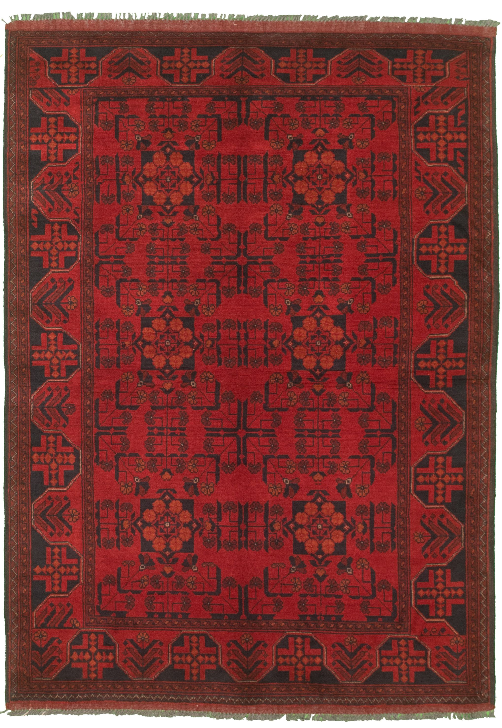 Hand-knotted Finest Khal Mohammadi Red Wool Rug 4'1" x 6'3" (14) Size: 4'1" x 6'3"  