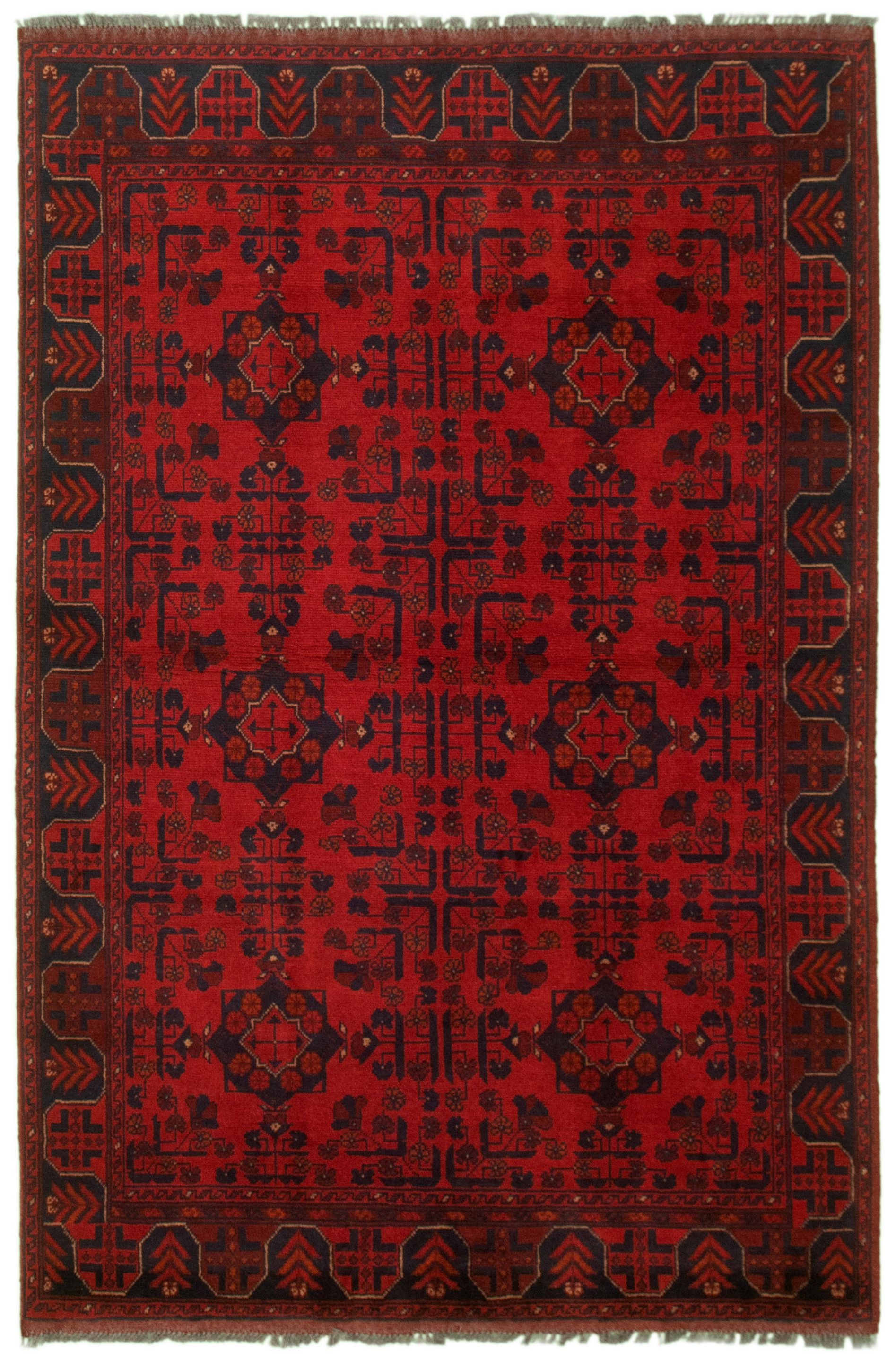 Hand-knotted Finest Khal Mohammadi , Red Wool Rug 4'3" x 6'6" Size: 4'3" x 6'6"  