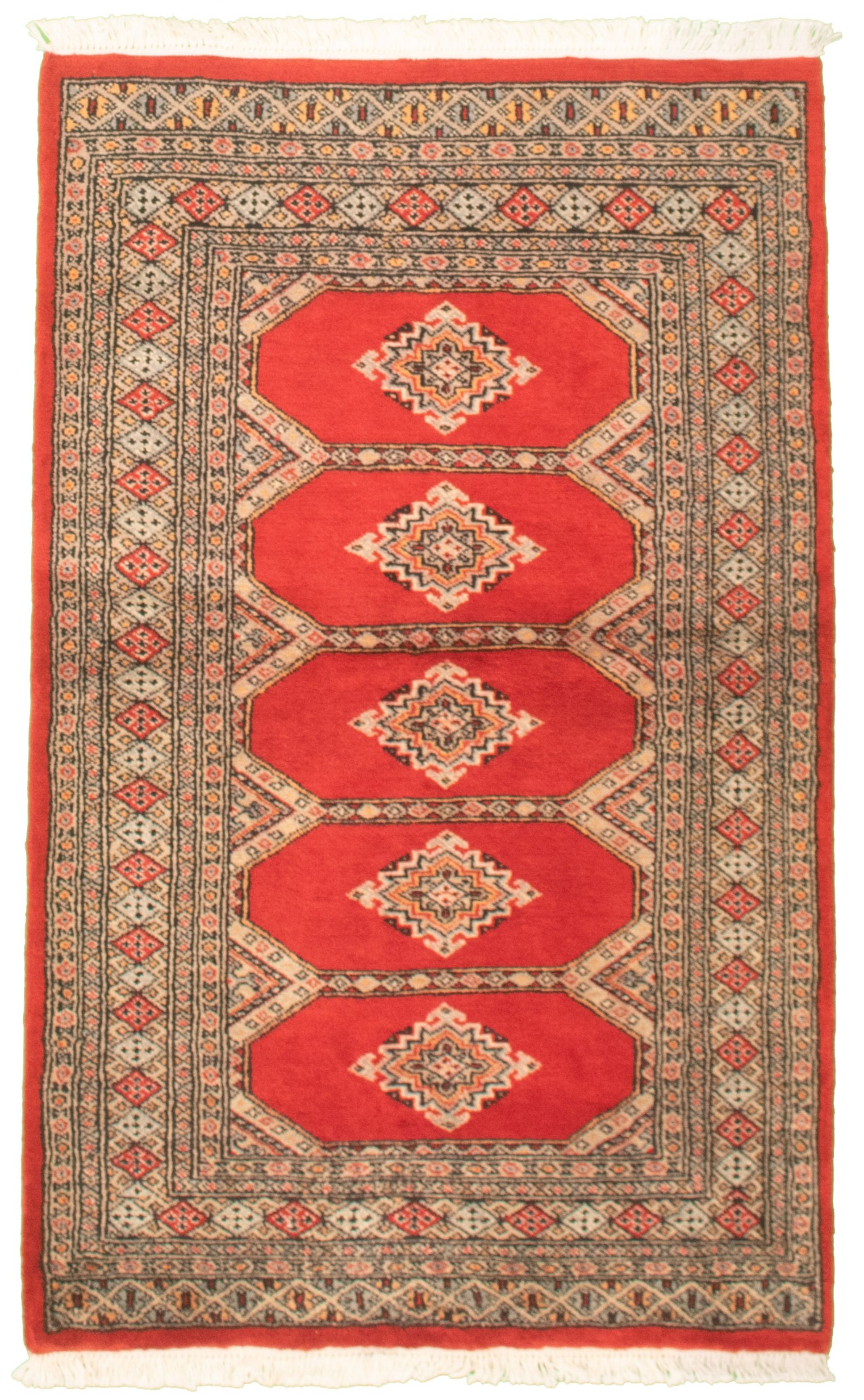 Hand-knotted Finest Peshawar Bokhara Red Wool Rug 3'0" x 5'2"  Size: 3'0" x 5'2"  