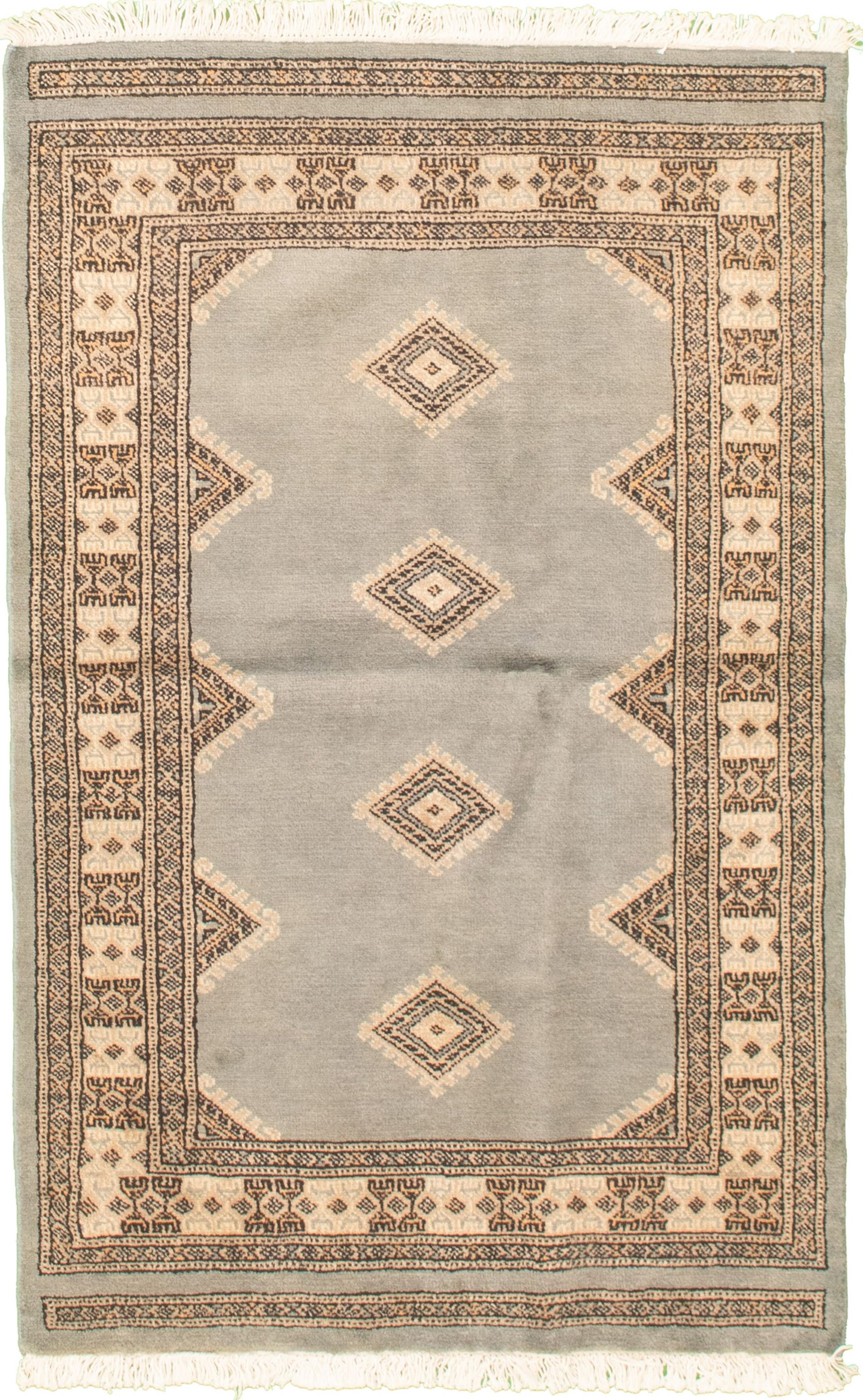 Hand-knotted Finest Peshawar Bokhara Light Grey Wool Rug 3'2" x 5'1" Size: 3'2" x 5'1"  