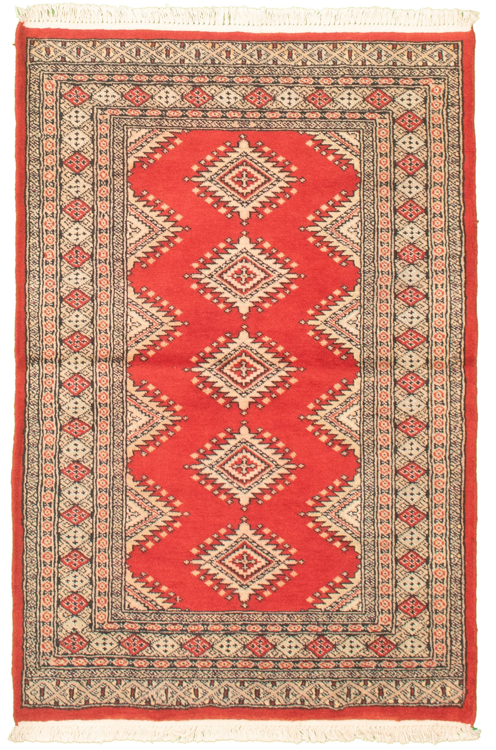 Hand-knotted Finest Peshawar Bokhara Red Wool Rug 3'3" x 5'1"  Size: 3'3" x 5'1"  