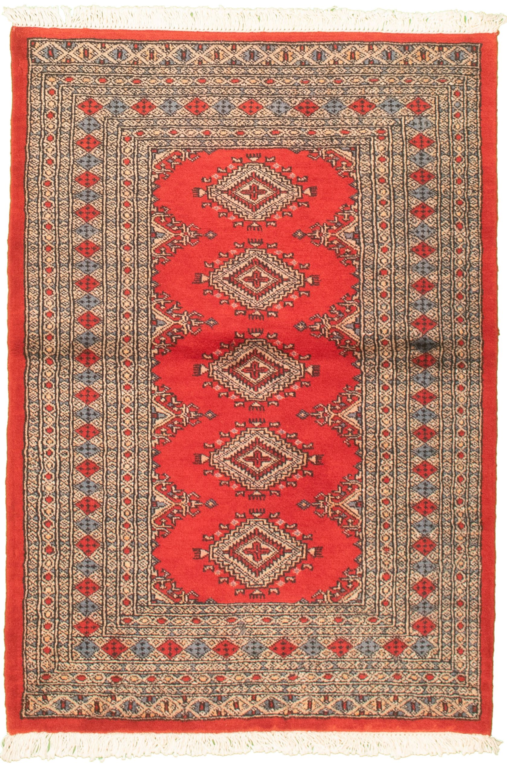 Hand-knotted Finest Peshawar Bokhara Red Wool Rug 3'2" x 4'11"  Size: 3'2" x 4'11"  