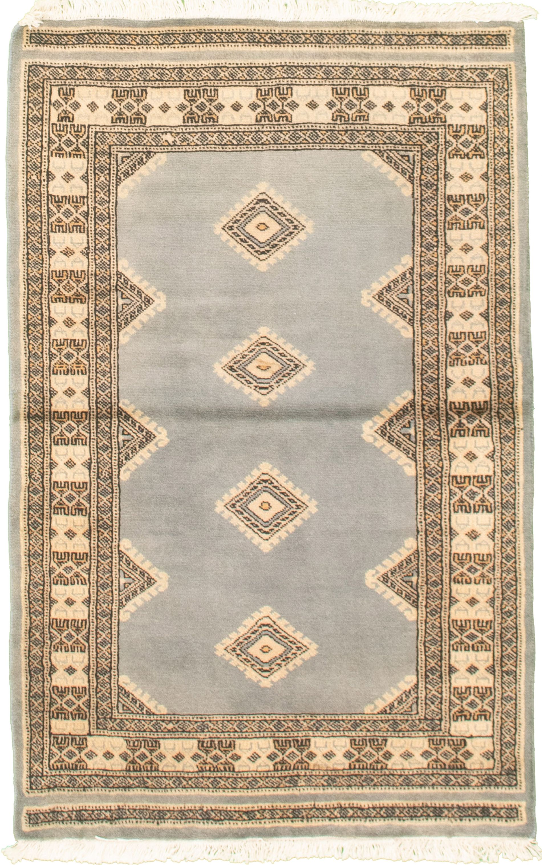 Hand-knotted Finest Peshawar Bokhara Light Grey Wool Rug 3'1" x 4'11" Size: 3'1" x 4'11"  