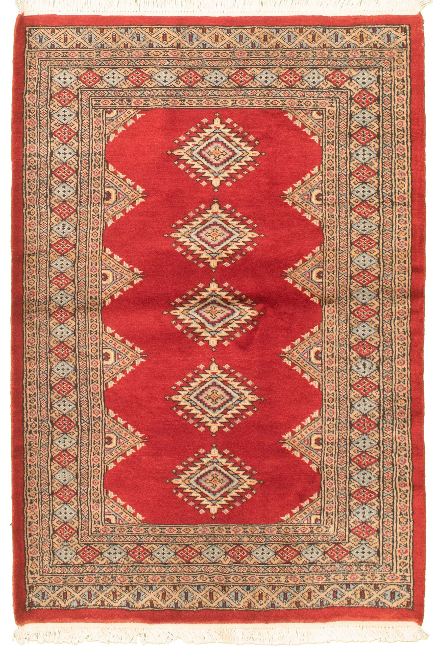 Hand-knotted Finest Peshawar Bokhara Red Wool Rug 3'3" x 5'0"  Size: 3'3" x 5'0"  