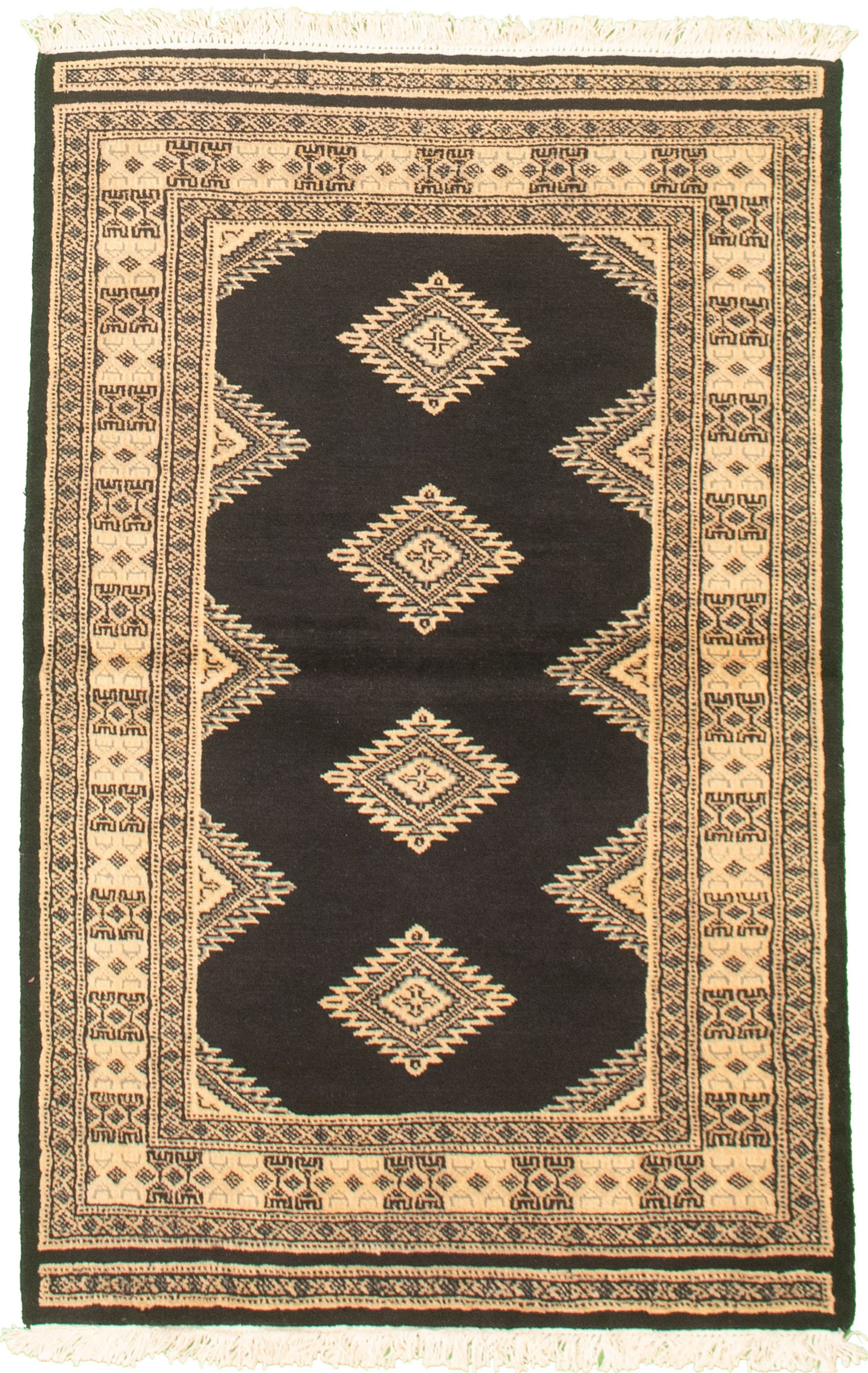 Hand-knotted Finest Peshawar Bokhara Black Wool Rug 3'0" x 4'9" Size: 3'0" x 4'9"  