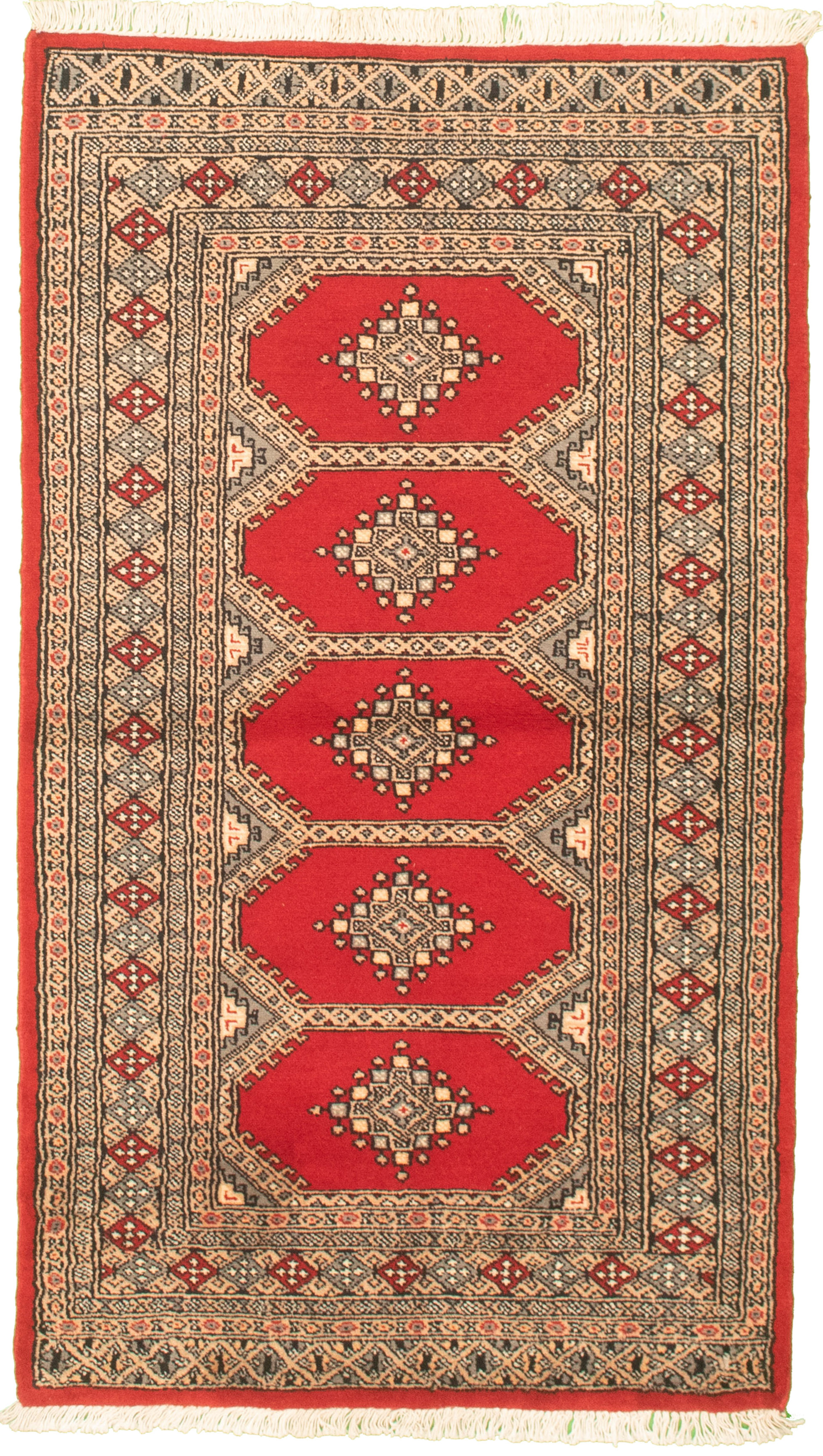 Hand-knotted Finest Peshawar Bokhara Red Wool Rug 3'0" x 5'4"  Size: 3'0" x 5'4"  