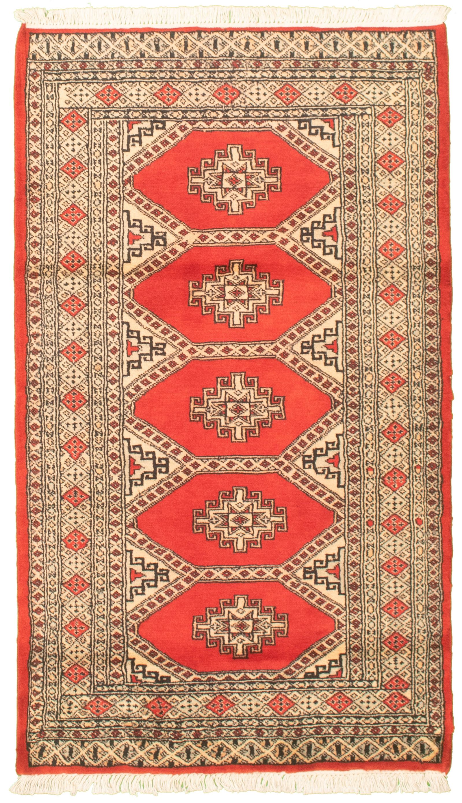 Hand-knotted Finest Peshawar Bokhara Red Wool Rug 3'1" x 5'5"  Size: 3'1" x 5'5"  