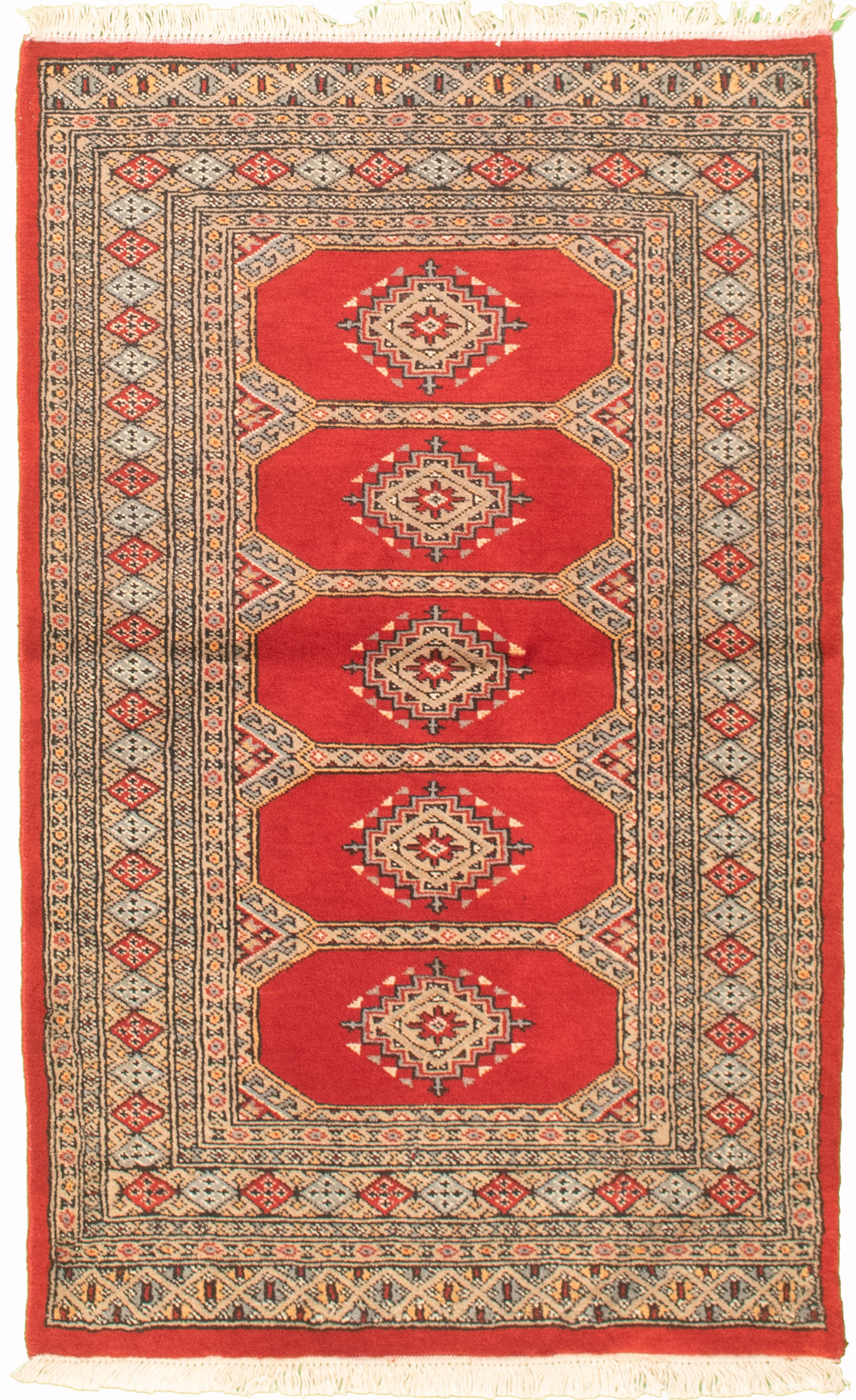 Hand-knotted Finest Peshawar Bokhara Red Wool Rug 2'11" x 5'1" Size: 2'11" x 5'1"  