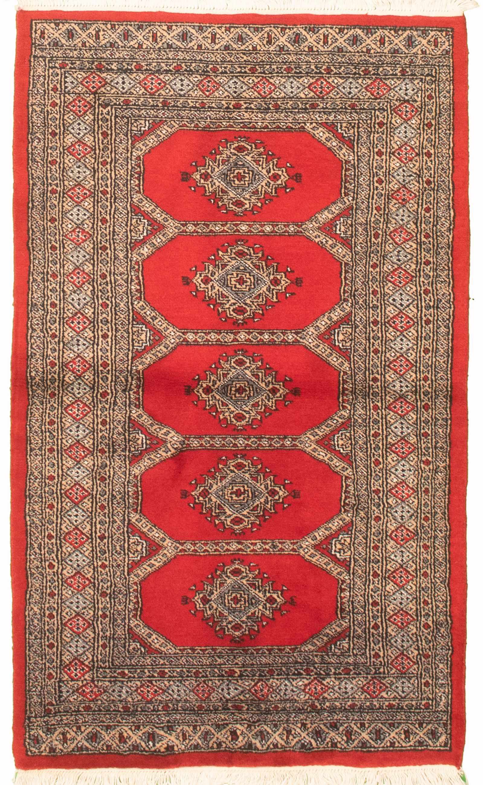 Hand-knotted Finest Peshawar Bokhara Red Wool Rug 2'11" x 5'2" Size: 2'11" x 5'2"  