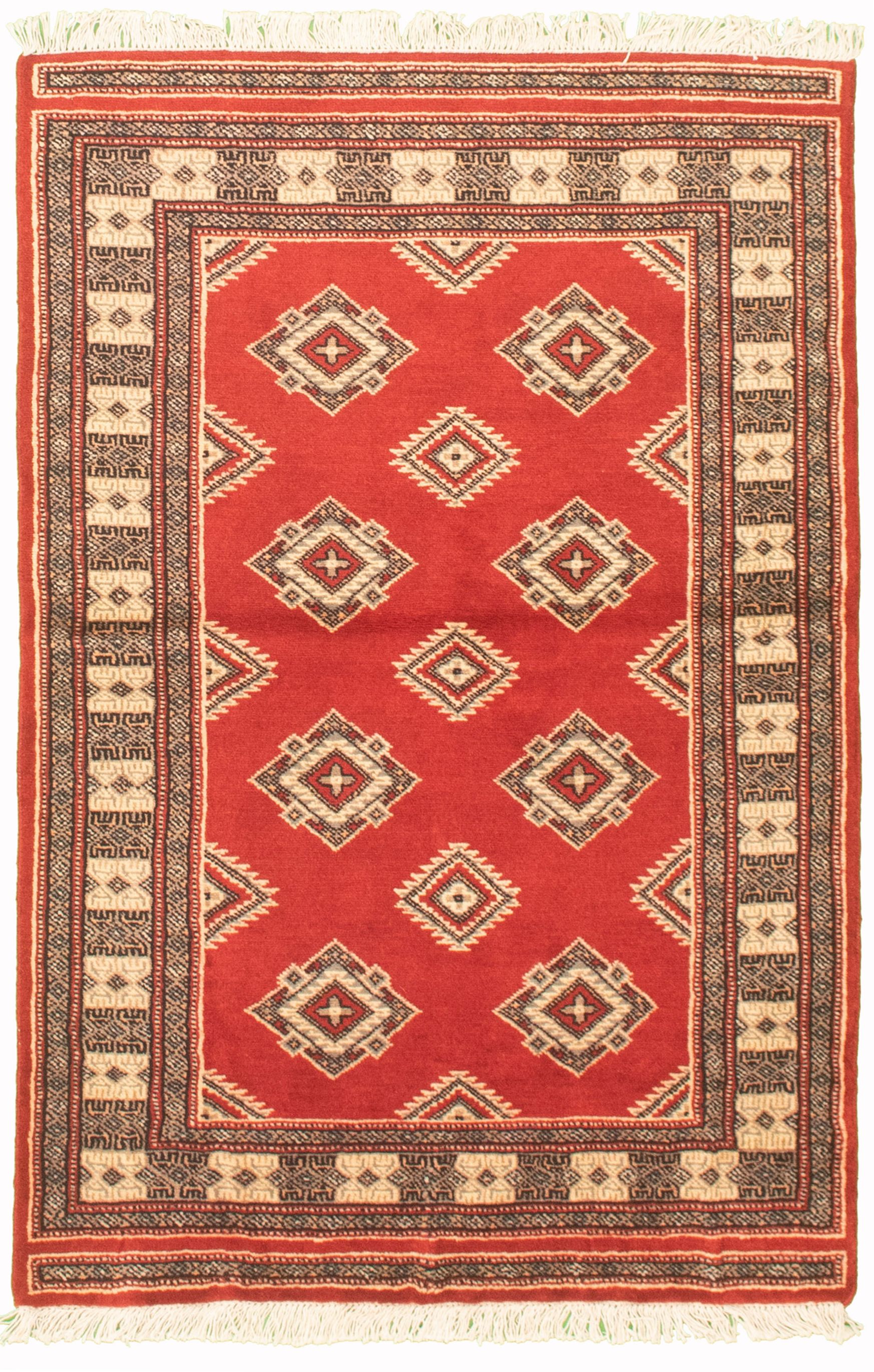 Hand-knotted Finest Peshawar Bokhara Red Wool Rug 3'1" x 5'0"  Size: 3'1" x 5'0"  