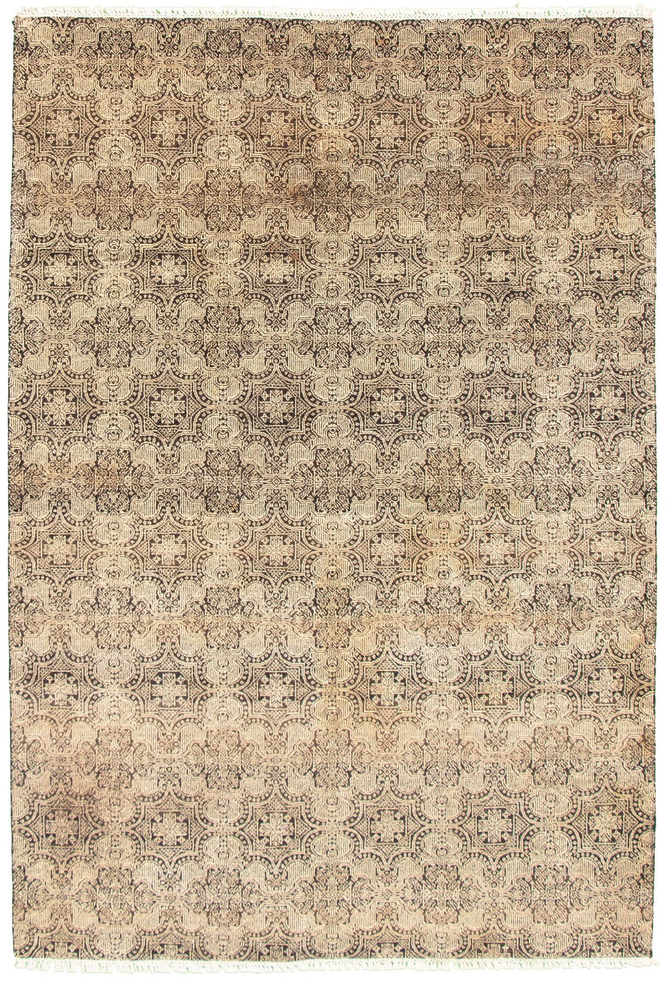 Hand-knotted Shalimar Black, Cream Wool Rug 6'2" x 9'3" Size: 6'2" x 9'3"  