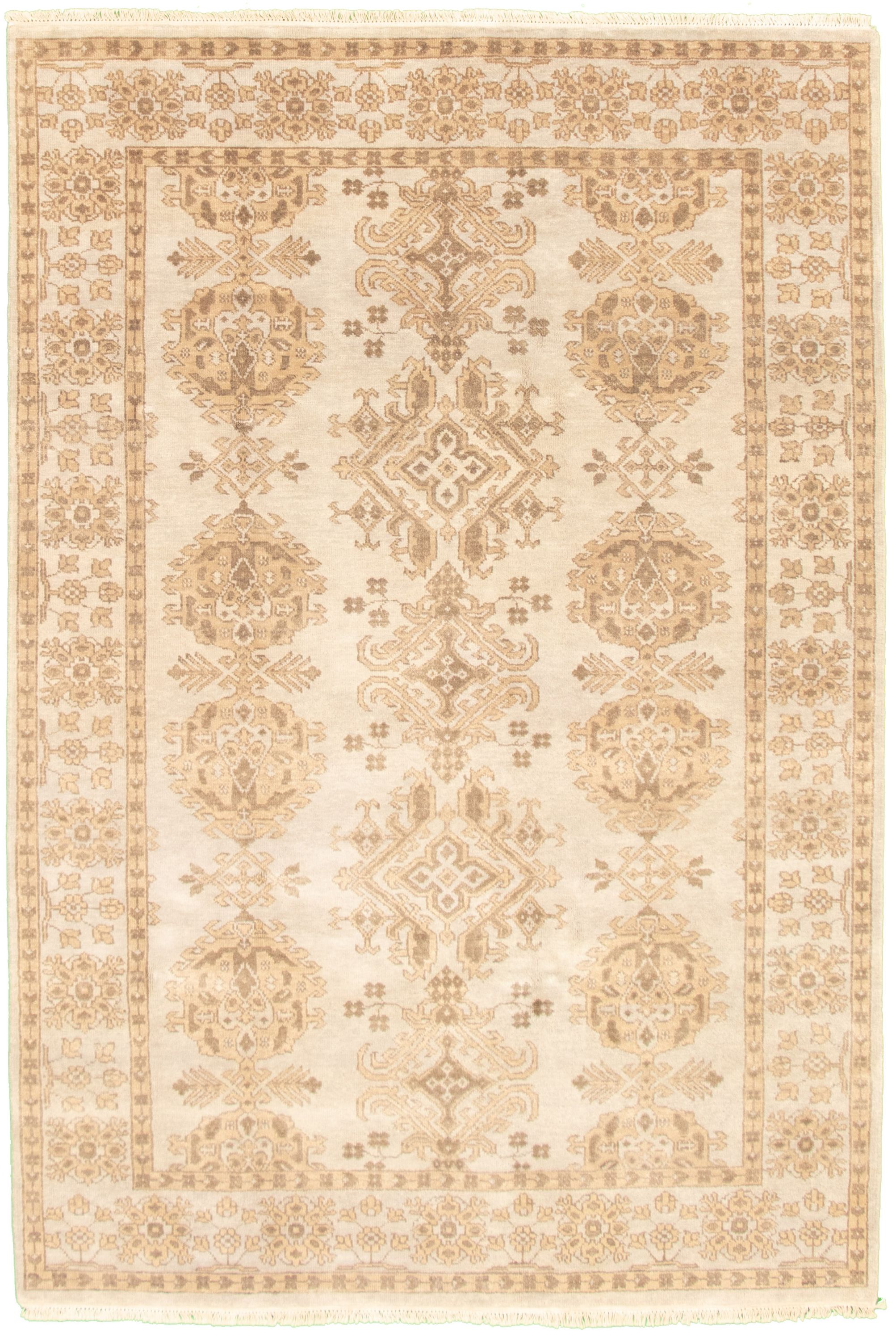 Hand-knotted Jamshidpour Light Grey Wool Rug 6'1" x 9'0"  Size: 6'1" x 9'0"  