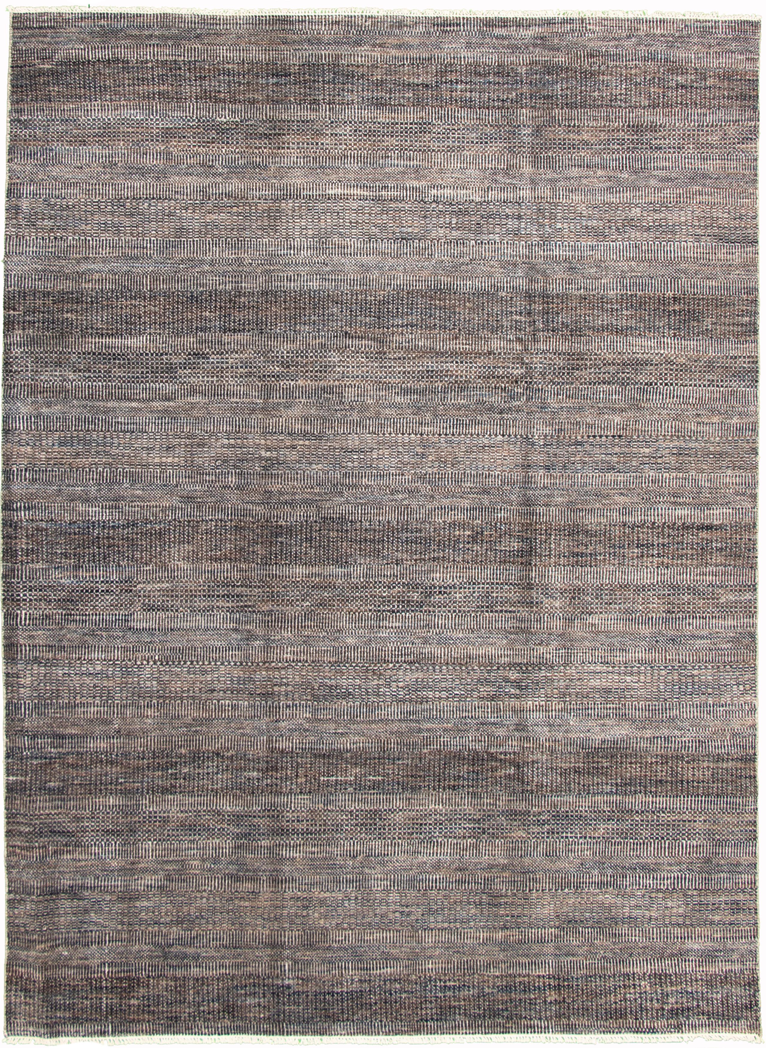 Hand-knotted Finest Ushak Dark Grey Wool/Silk Rug 8'7" x 11'7" Size: 8'7" x 11'7"  