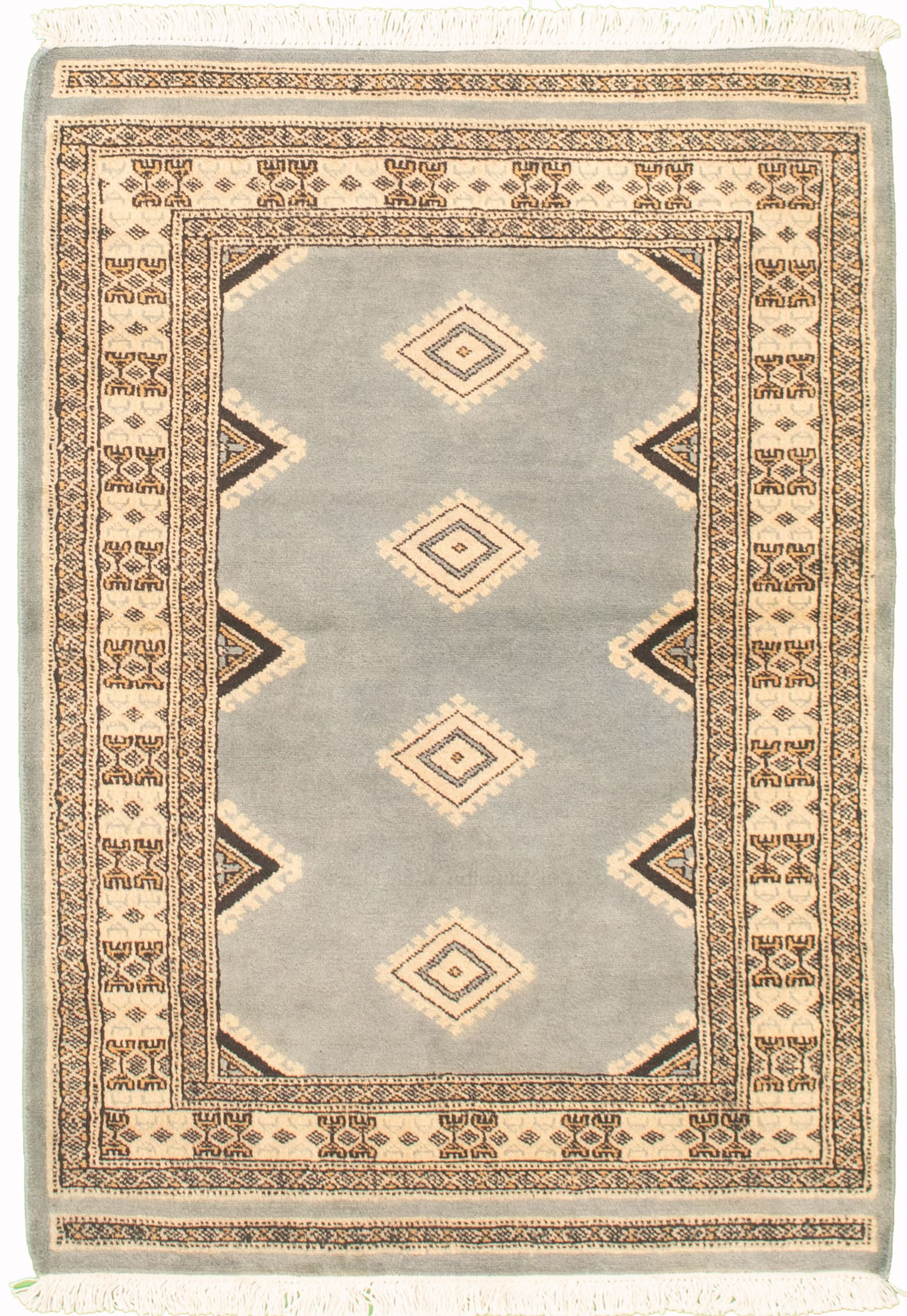 Hand-knotted Finest Peshawar Bokhara Light Grey Wool Rug 3'2" x 4'11" Size: 3'2" x 4'11"  