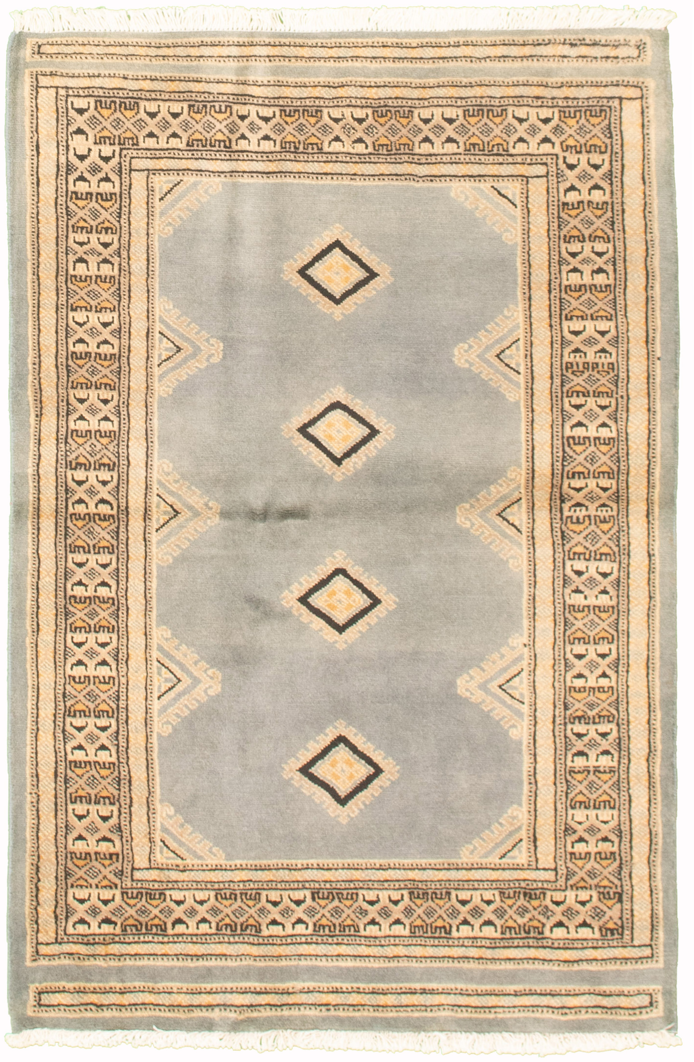 Hand-knotted Finest Peshawar Bokhara Light Grey Wool Rug 3'2" x 4'9" Size: 3'2" x 4'9"  