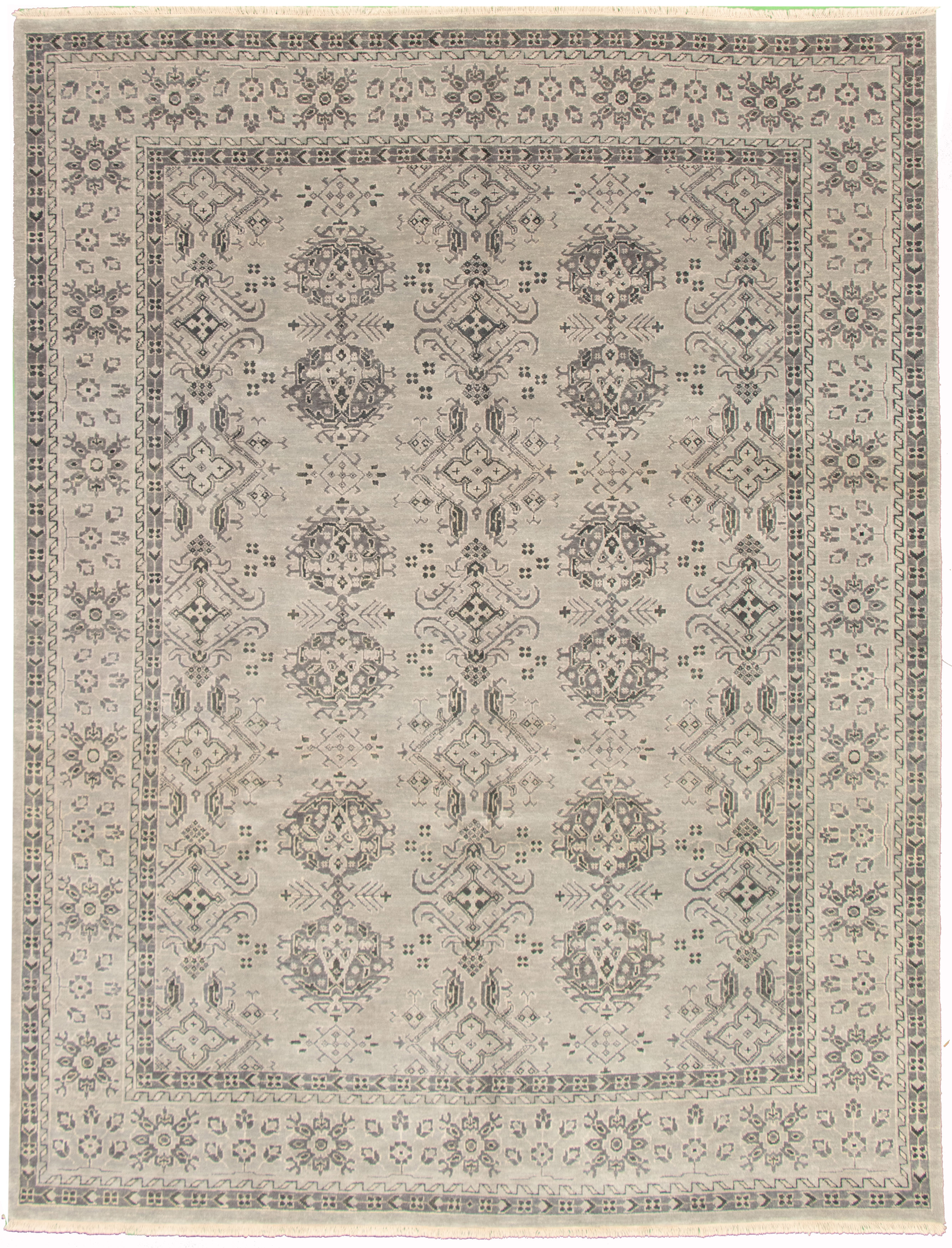 Hand-knotted Jamshidpour Grey Wool Rug 9'0" x 11'8" Size: 9'0" x 11'8"  