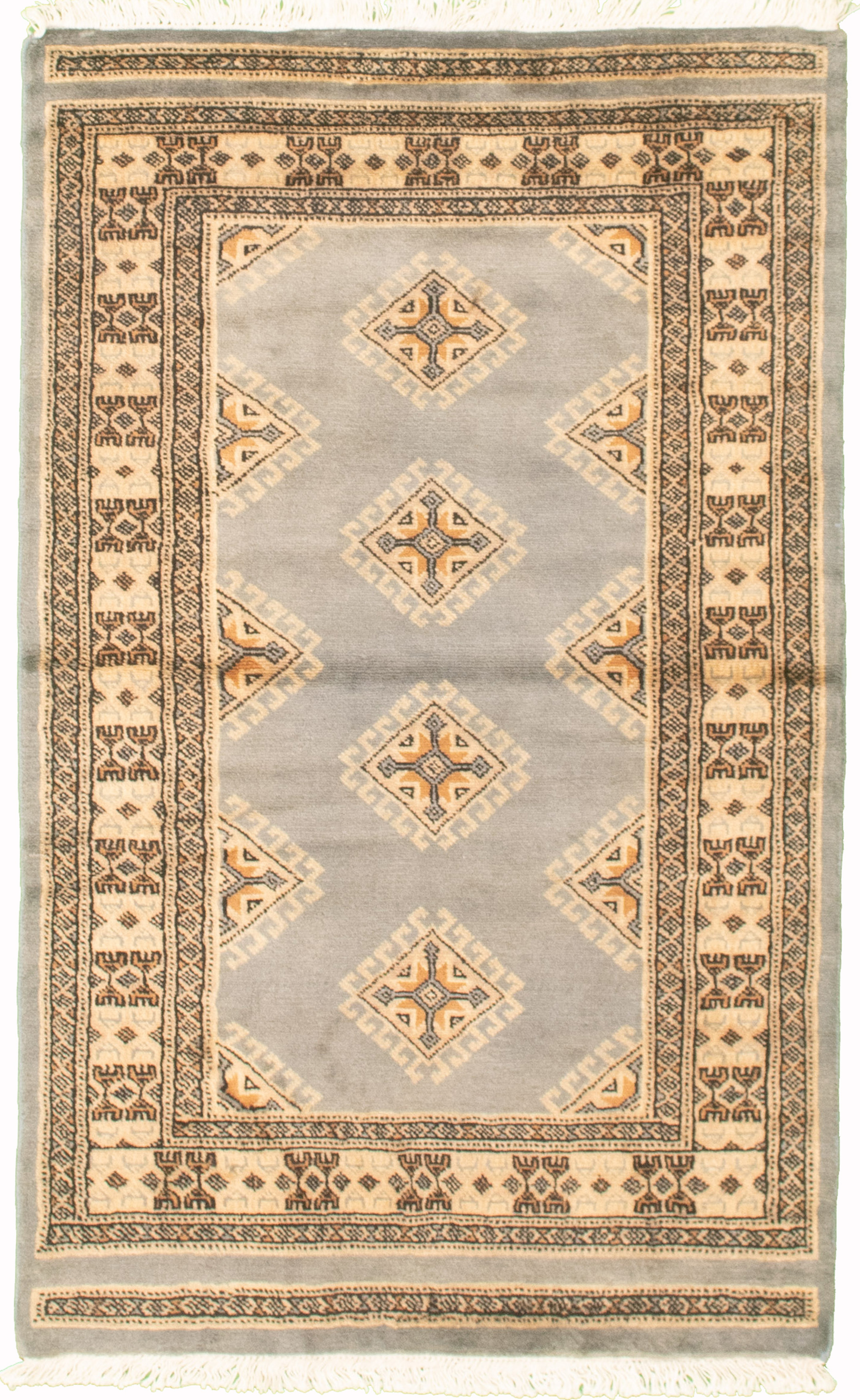Hand-knotted Finest Peshawar Bokhara Light Grey Wool Rug 3'1" x 5'1" Size: 3'1" x 5'1"  