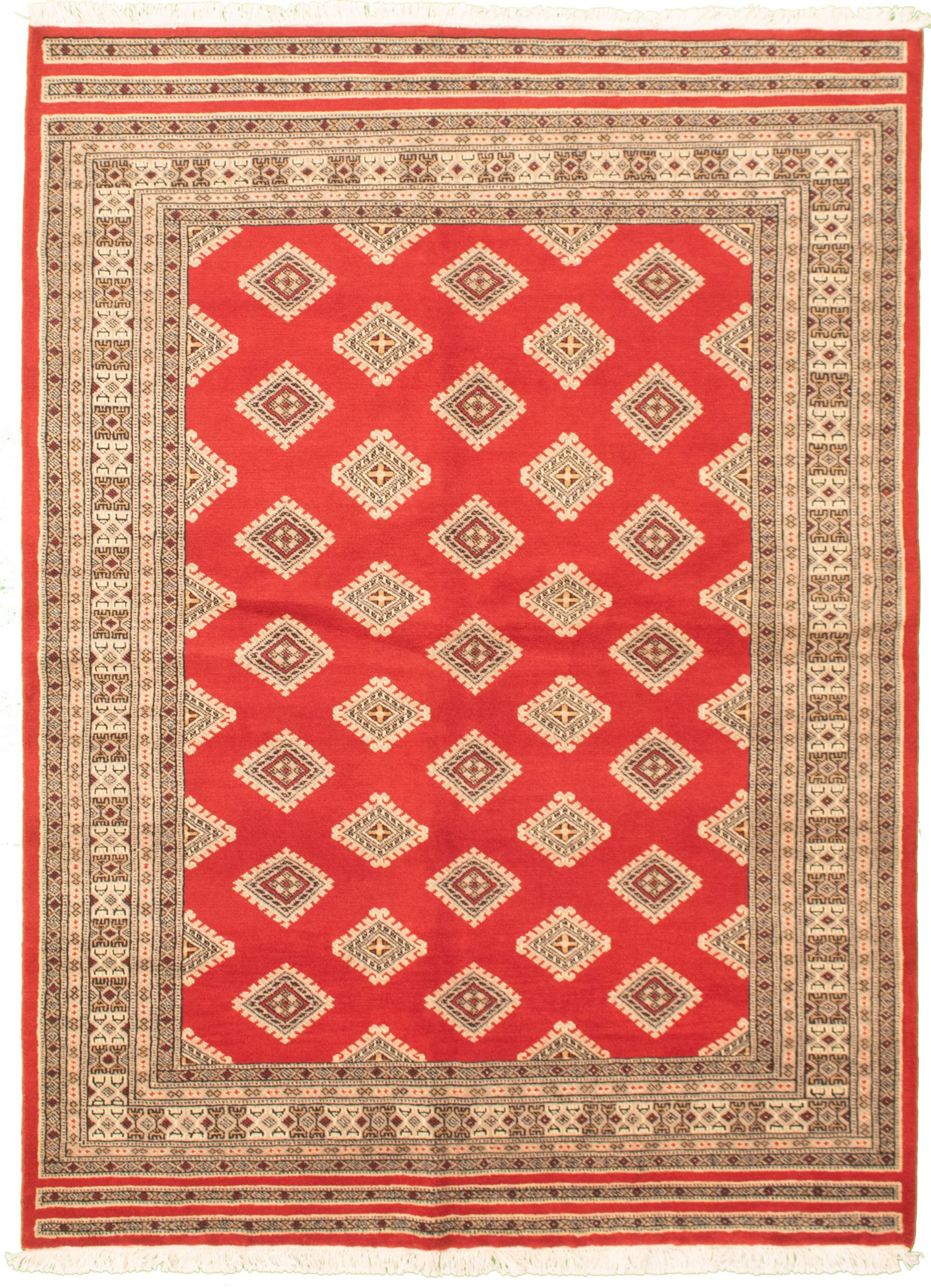 Hand-knotted Finest Peshawar Bokhara Red Wool Rug 5'7" x 8'0"  Size: 5'7" x 8'0"  