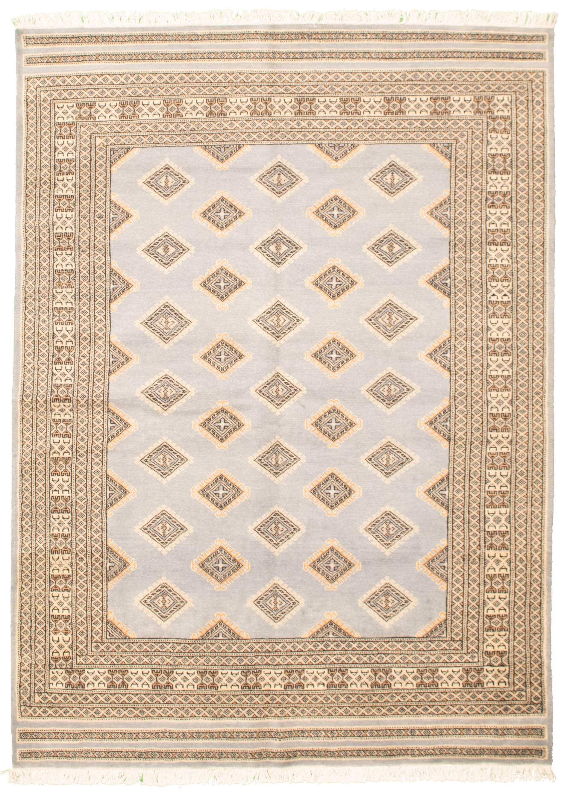Hand-knotted Finest Peshawar Bokhara Light Grey Wool Rug 5'8" x 7'11" Size: 5'8" x 7'11"  