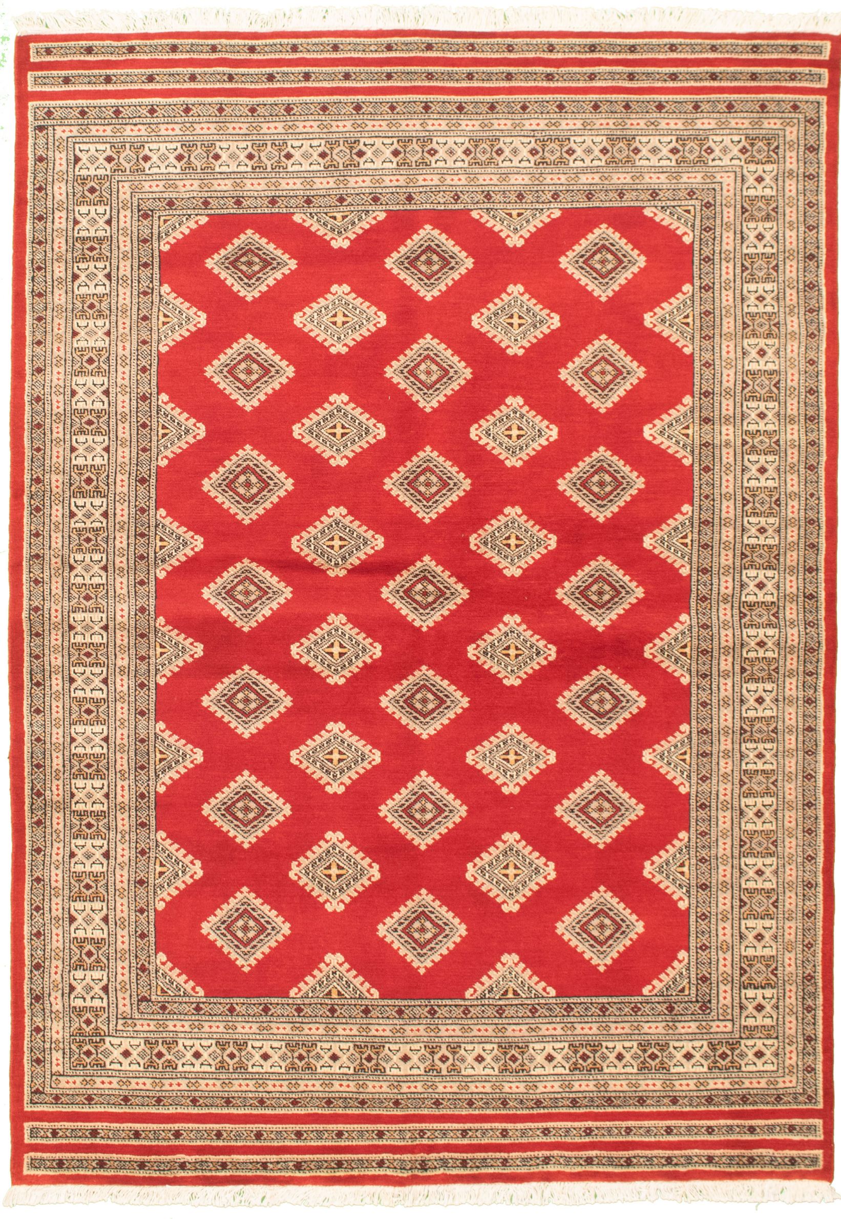 Hand-knotted Finest Peshawar Bokhara Red Wool Rug 5'7" x 8'4" Size: 5'7" x 8'4"  