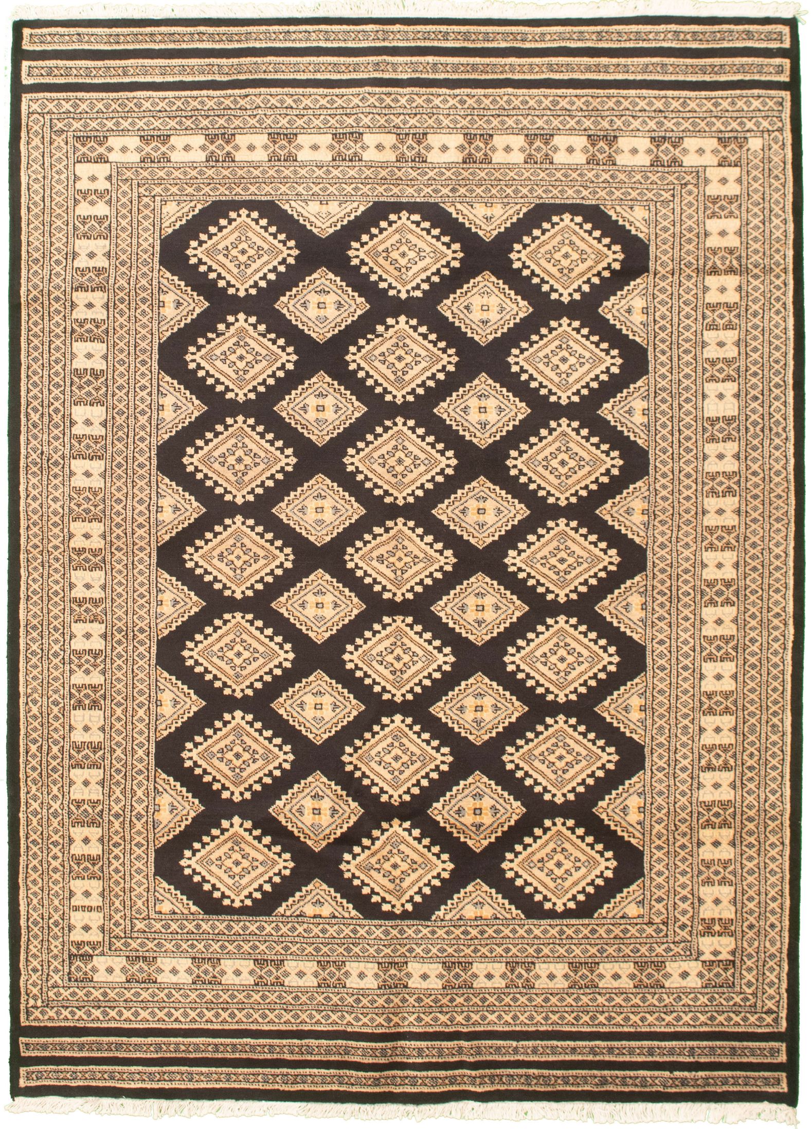 Hand-knotted Finest Peshawar Bokhara Black Wool Rug 5'9" x 8'0" Size: 5'9" x 8'0"  