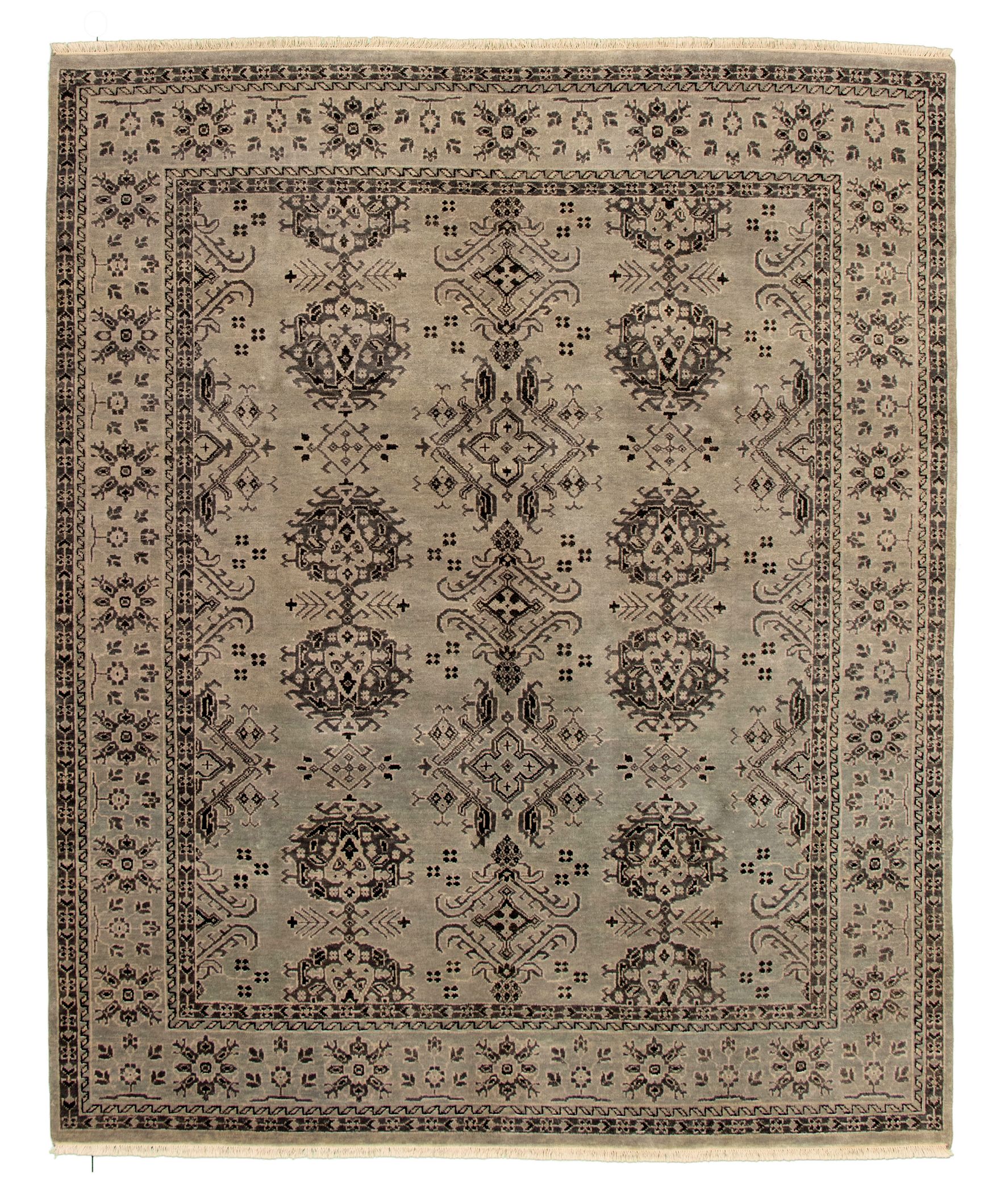 Hand-knotted Jamshidpour Light Grey Wool Rug 8'1" x 9'8" Size: 8'1" x 9'8"  