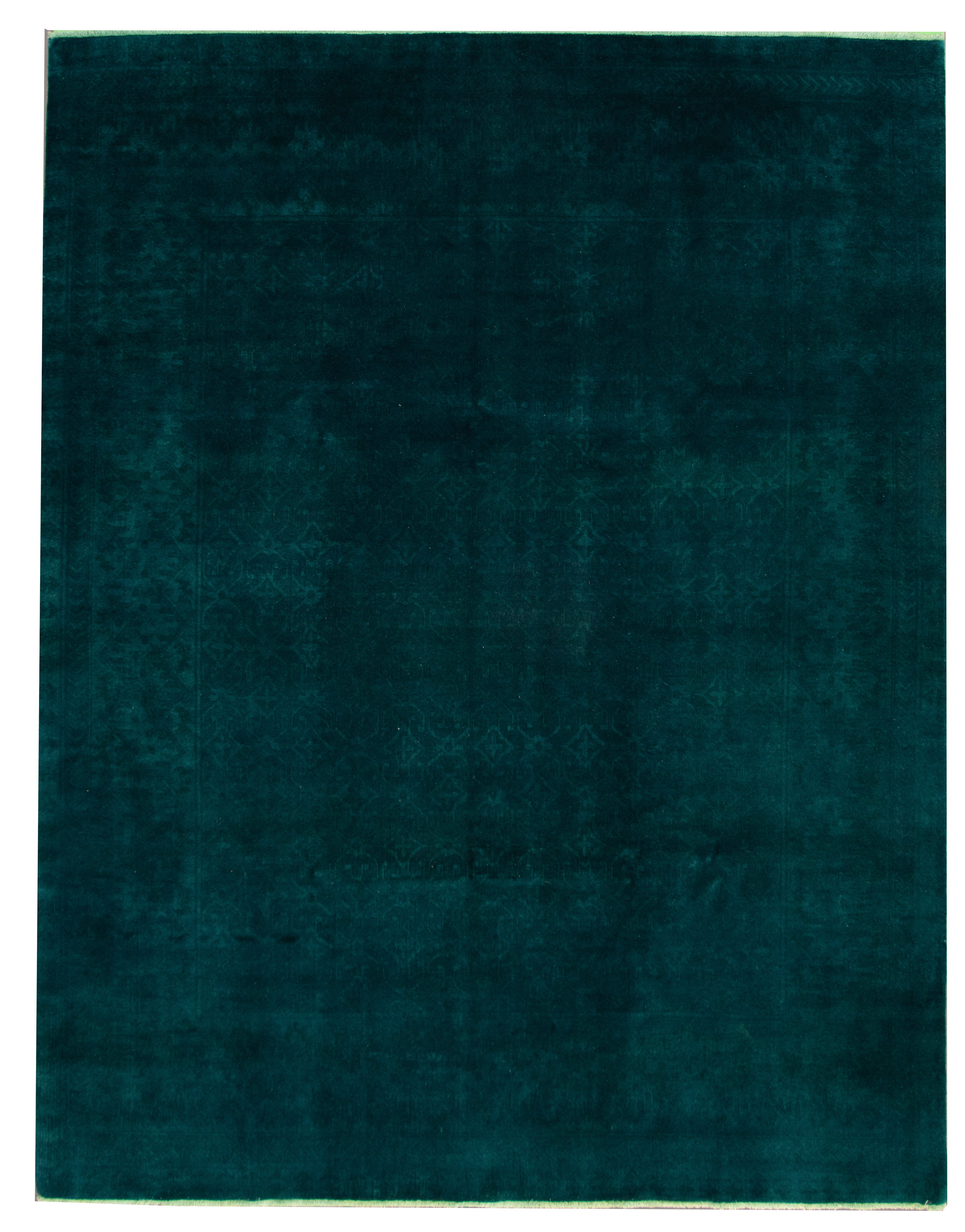Hand-knotted Color transition Dark Green Wool Rug 9'1" x 11'9" Size: 9'1" x 11'9"  
