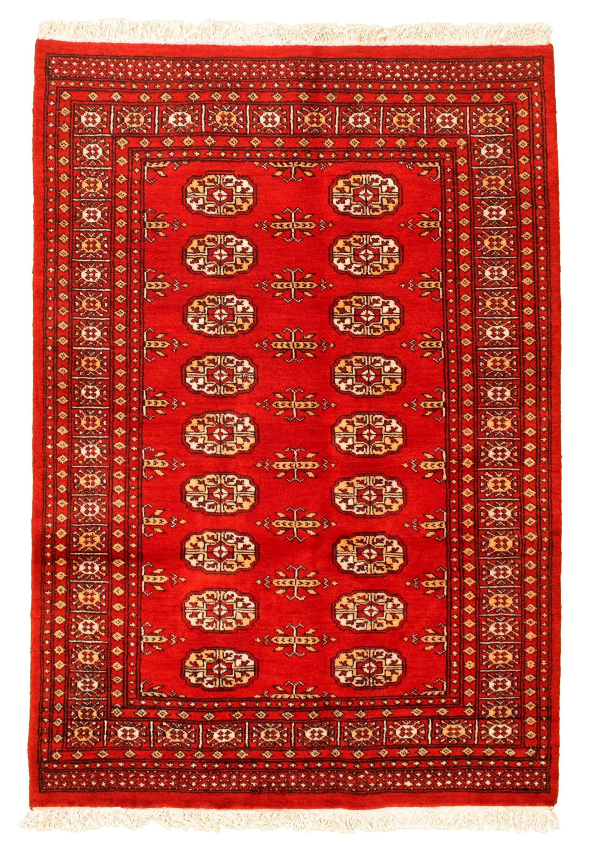 Hand-knotted Finest Peshawar Bokhara Red Wool Rug 4'0" x 5'9"  Size: 4'0" x 5'9"  