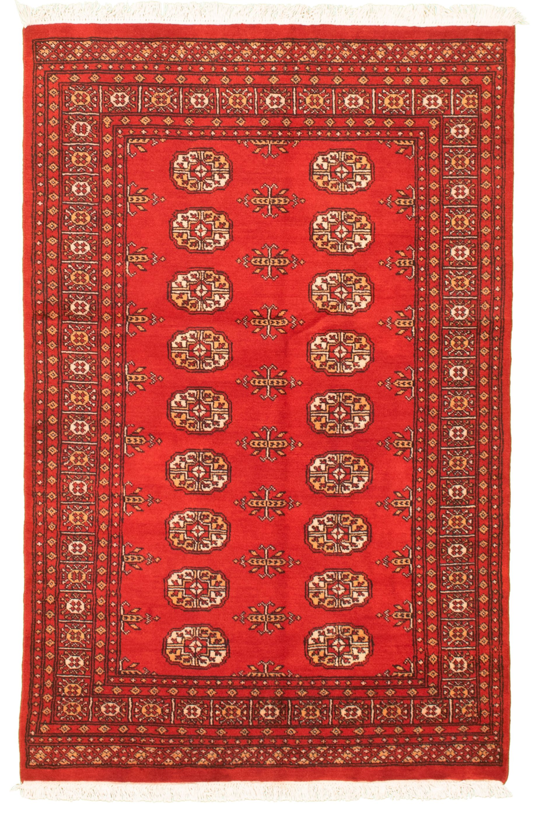 Hand-knotted Finest Peshawar Bokhara Red Wool Rug 4'0" x 6'3"  Size: 4'0" x 6'3"  