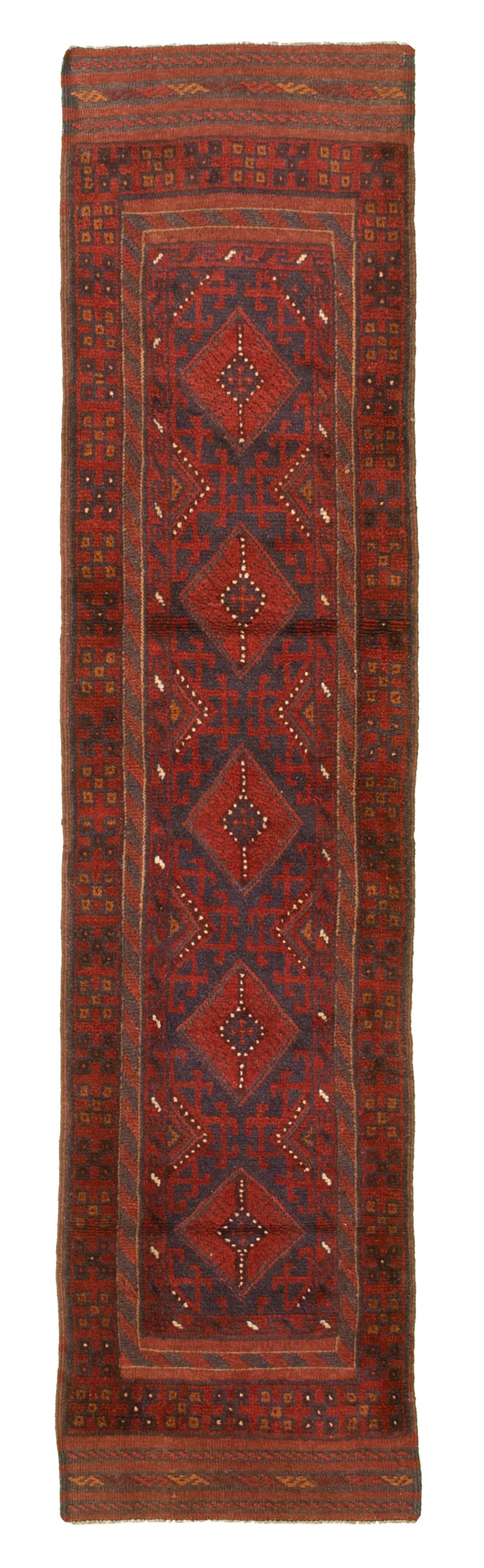 Hand-knotted Tajik Caucasian Red Wool Rug 2'0" x 8'4" (23) Size: 2'0" x 8'4"  