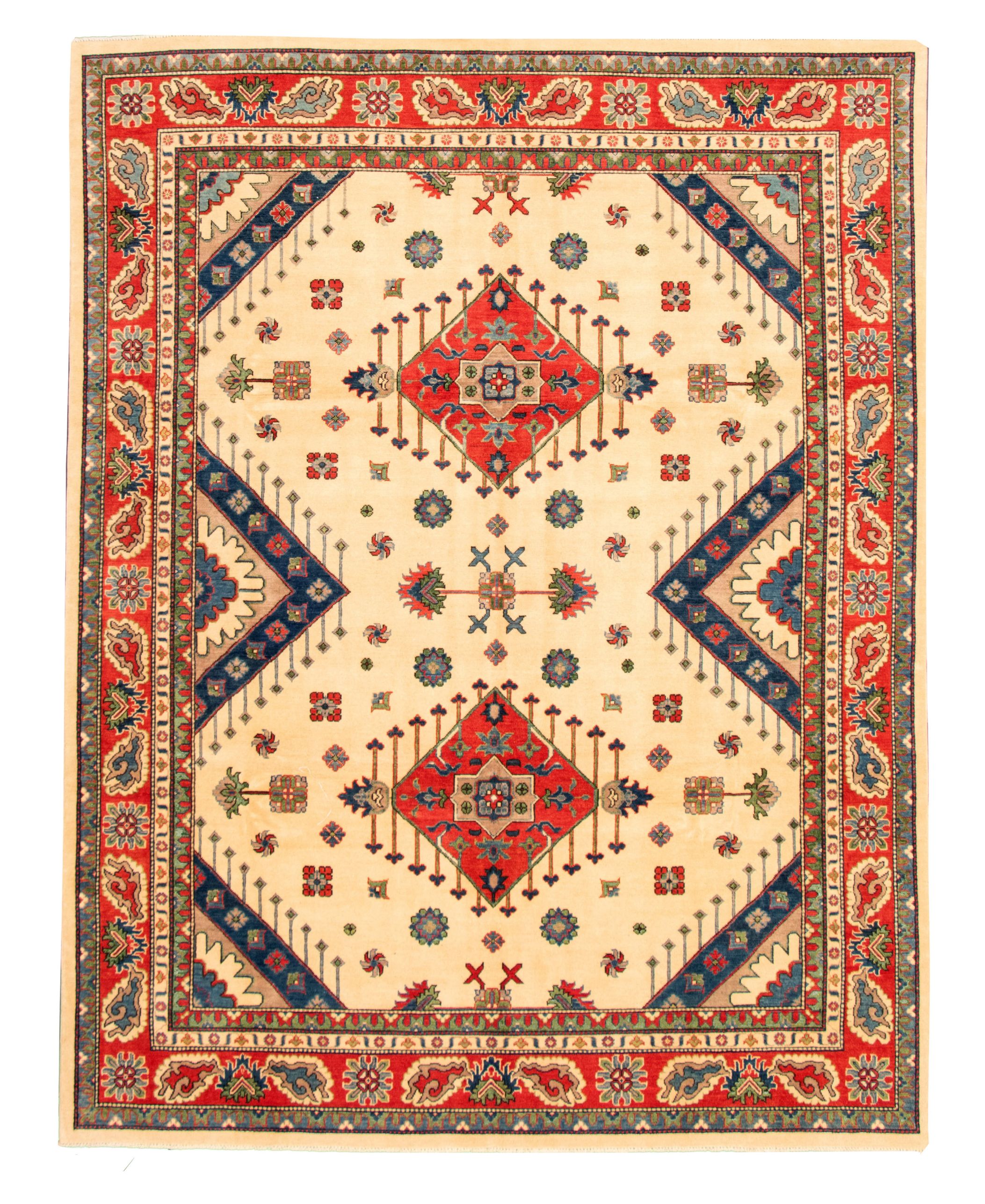Hand-knotted Finest Gazni Ivory Wool Rug 9'1" x 11'9" Size: 9'1" x 11'9"  