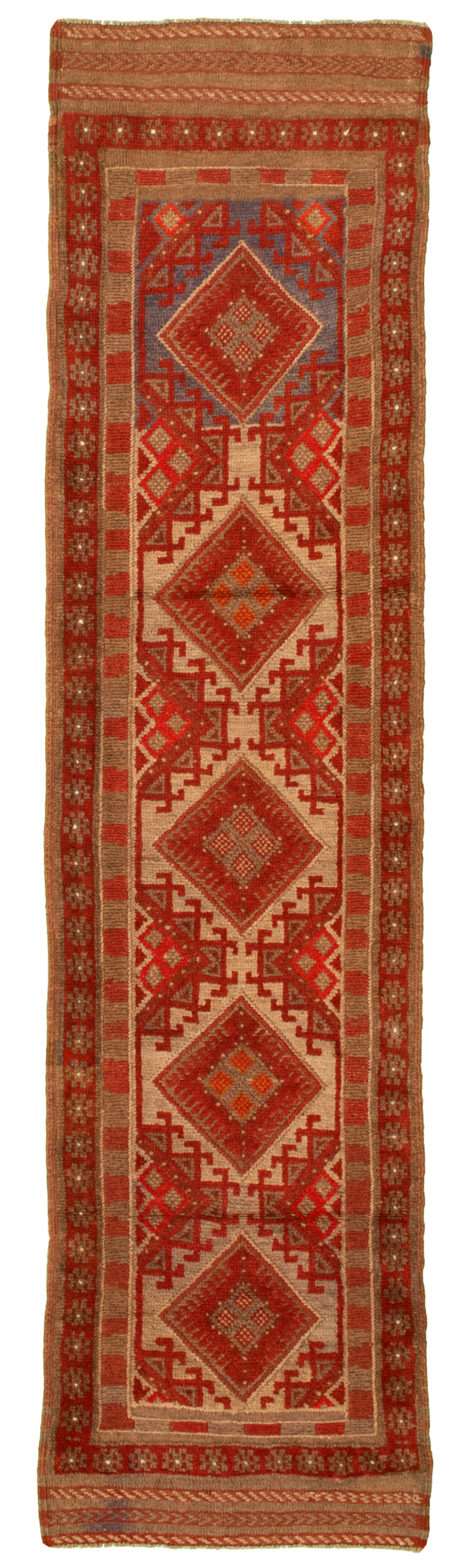 Hand-knotted Tajik Caucasian Red Wool Rug 2'0" x 8'4" (24) Size: 2'0" x 8'4"  