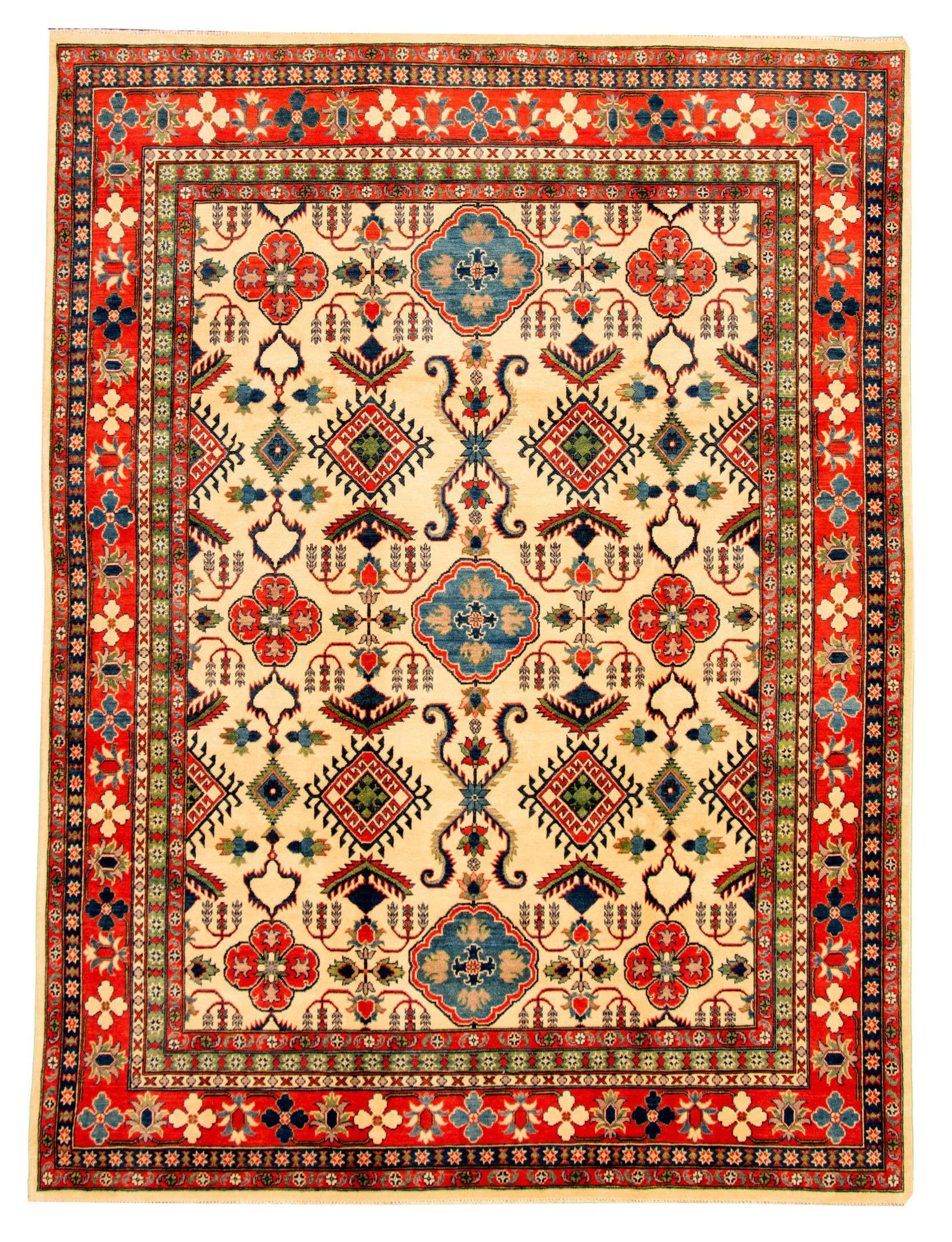 Hand-knotted Finest Gazni Ivory Wool Rug 8'11" x 12'0" Size: 8'11" x 12'0"  