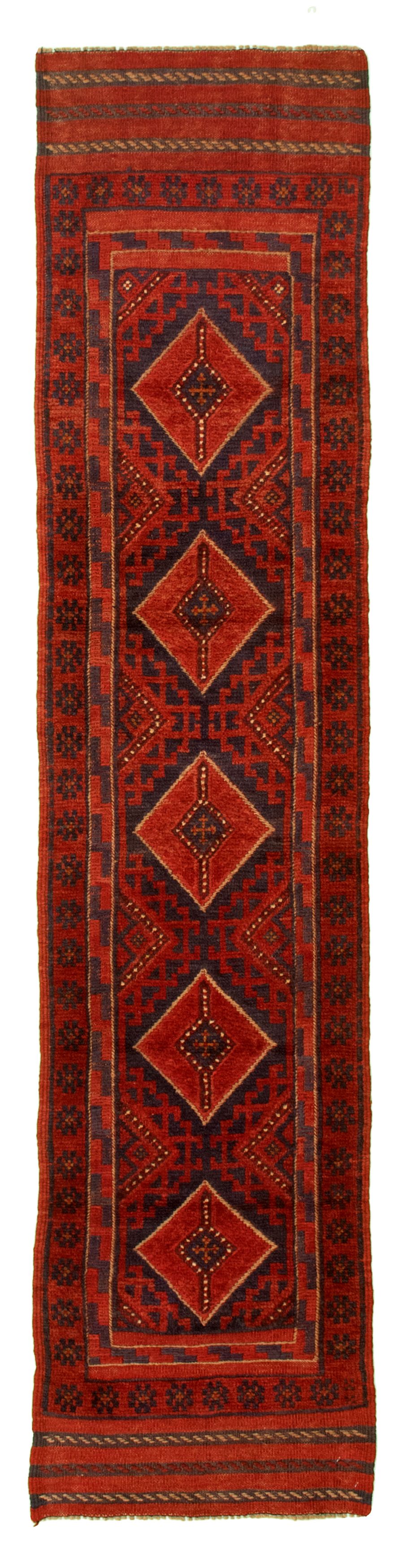 Hand-knotted Tajik Caucasian Red Wool Rug 1'10" x 8'6"  Size: 1'10" x 8'6"  