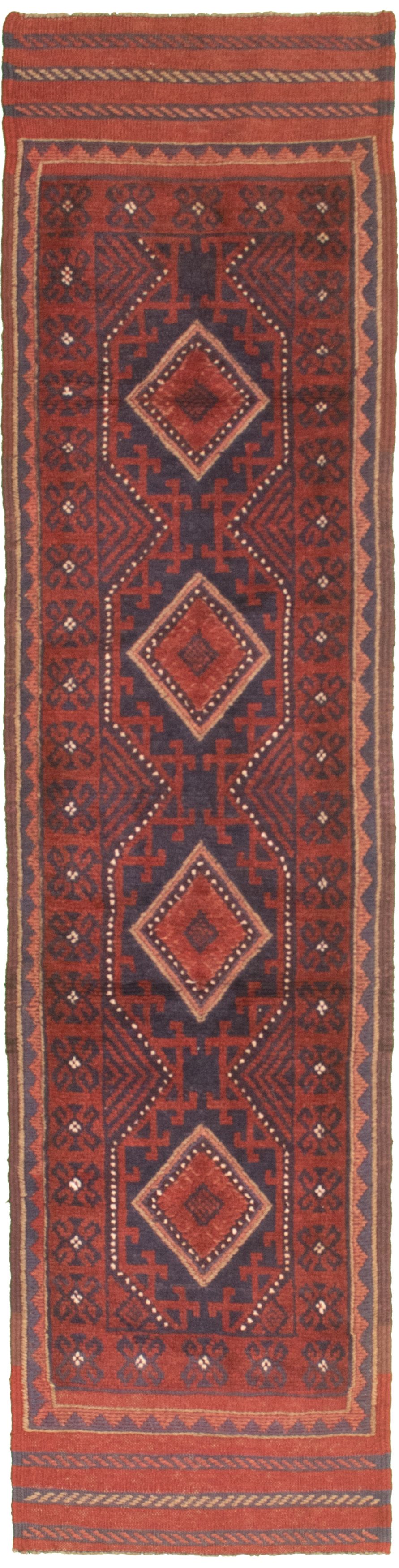 Hand-knotted Tajik Caucasian Red Wool Rug 1'10" x 8'2"  Size: 1'10" x 8'2"  