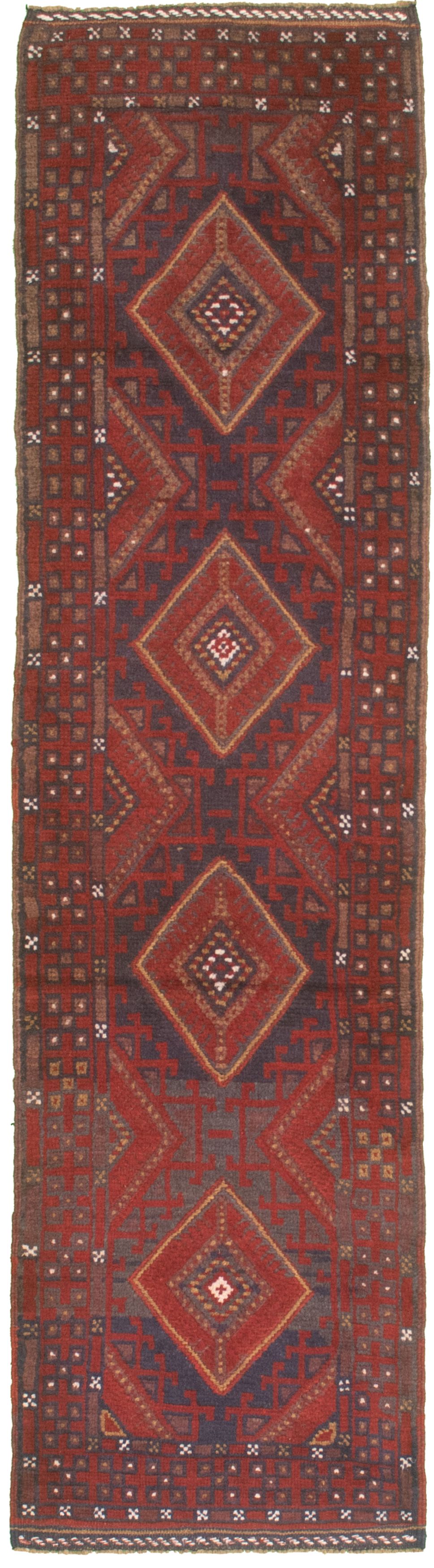Hand-knotted Tajik Caucasian Red Wool Rug 2'1" x 8'3" (17) Size: 2'1" x 8'3"  