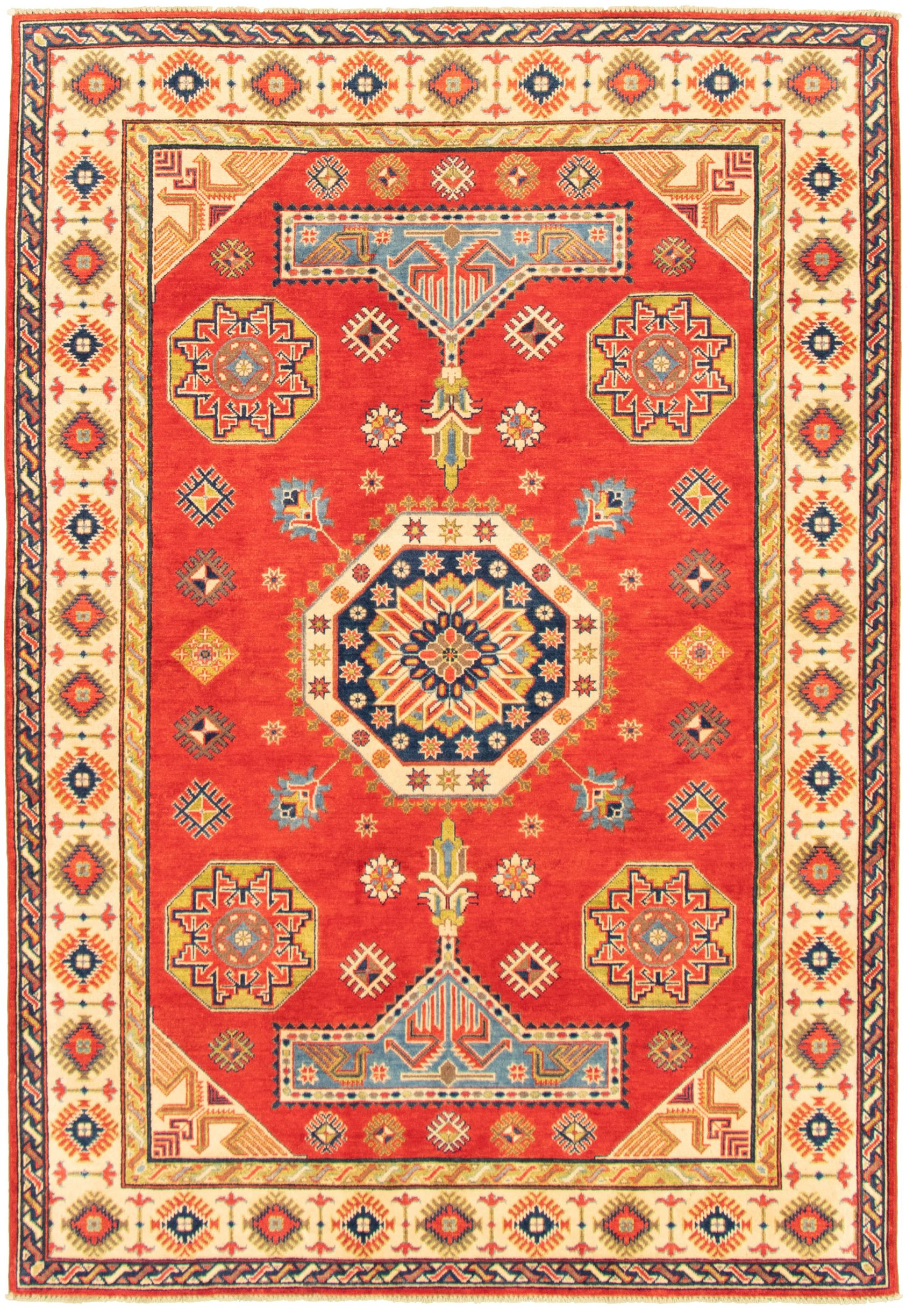 Hand-knotted Finest Gazni Red Wool Rug 6'1" x 8'11"  Size: 6'1" x 8'11"  