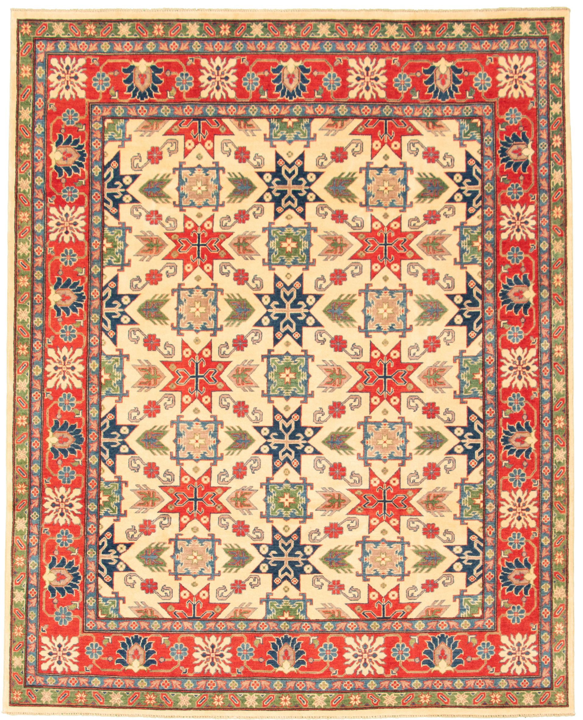 Hand-knotted Finest Gazni Ivory Wool Rug 8'0" x 9'11"  Size: 8'0" x 9'11"  