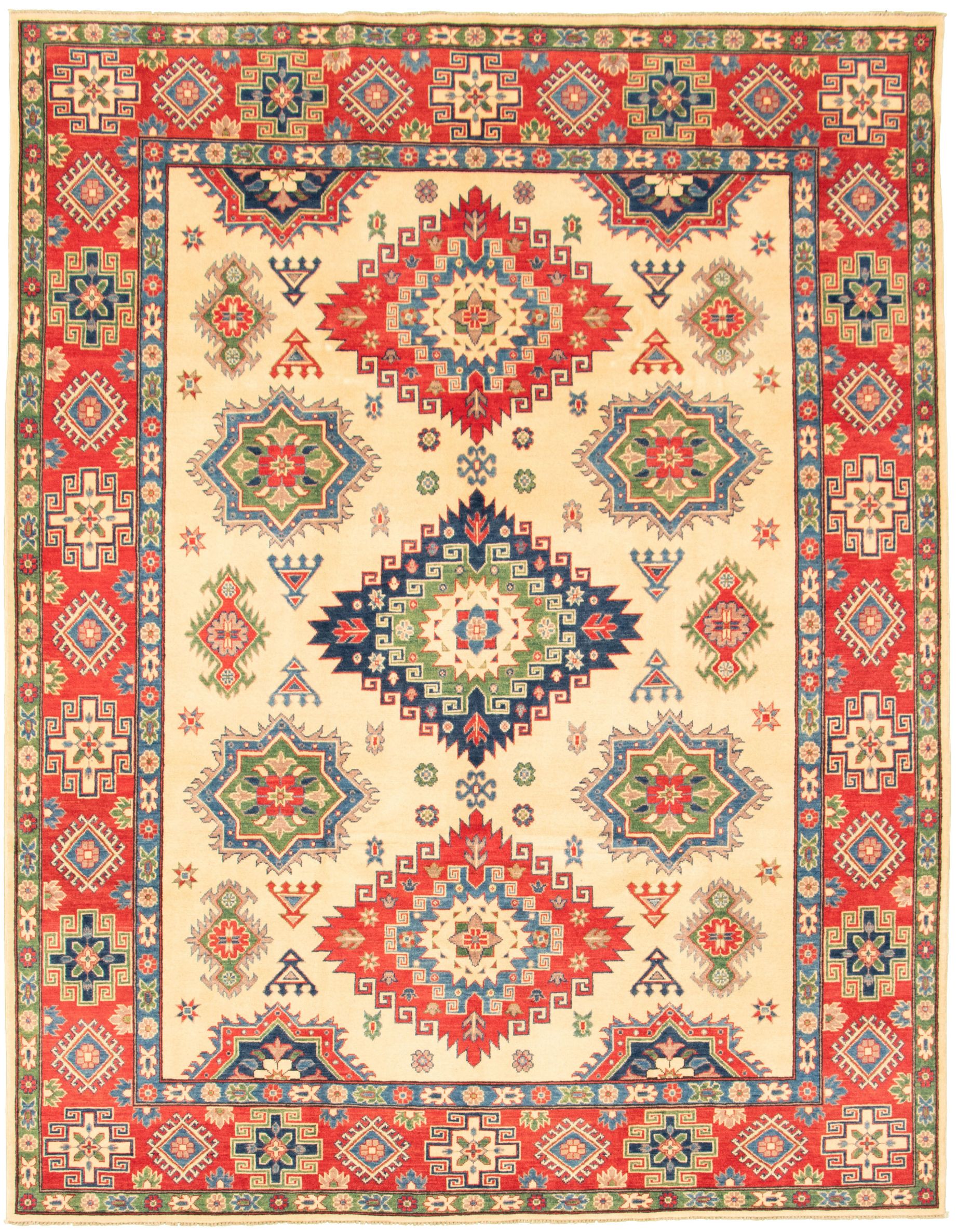 Hand-knotted Finest Gazni Ivory Wool Rug 8'2" x 10'4" Size: 8'2" x 10'4"  