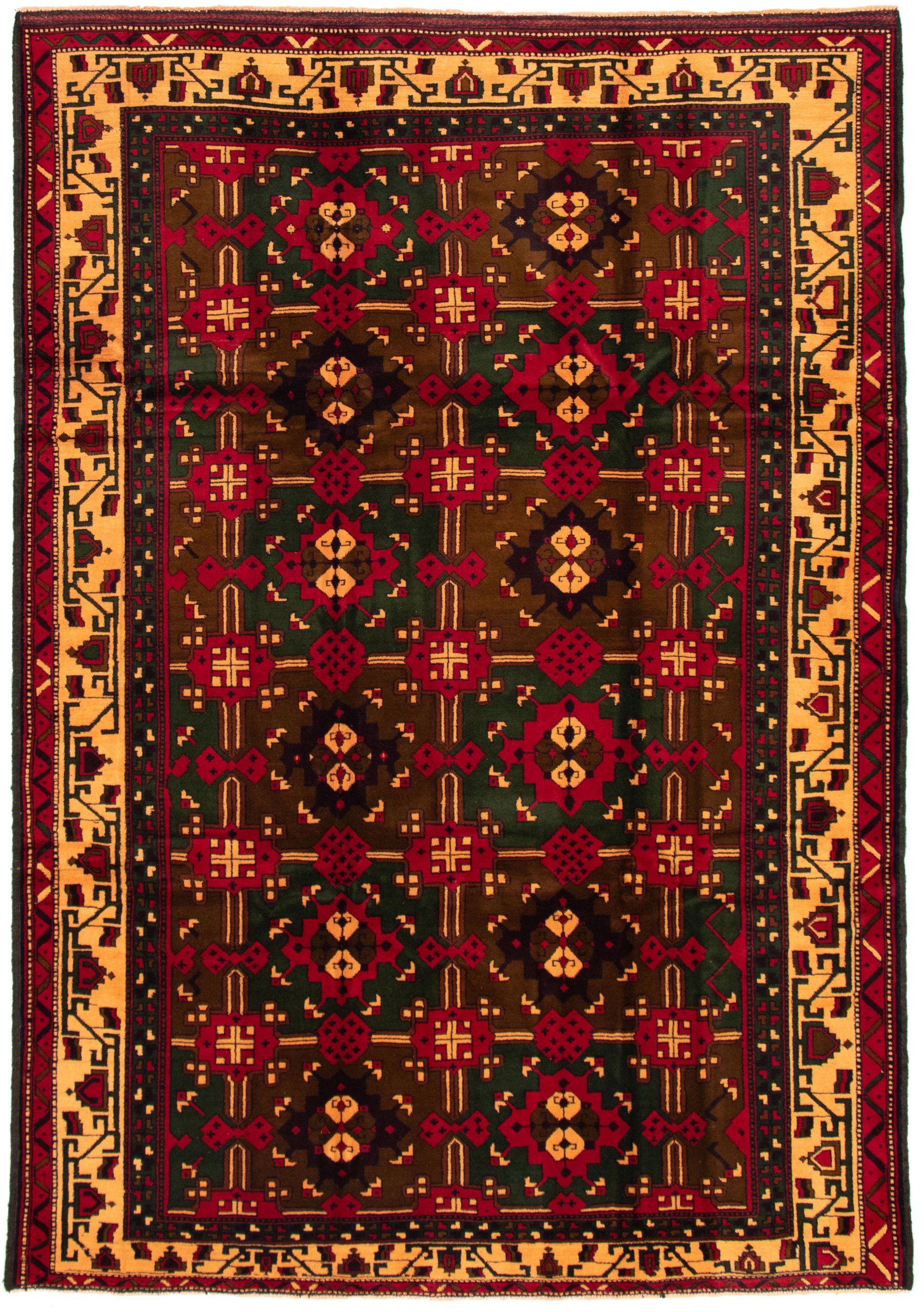 Hand-knotted Teimani Brown Wool Rug 6'11" x 9'10" Size: 6'11" x 9'10"  